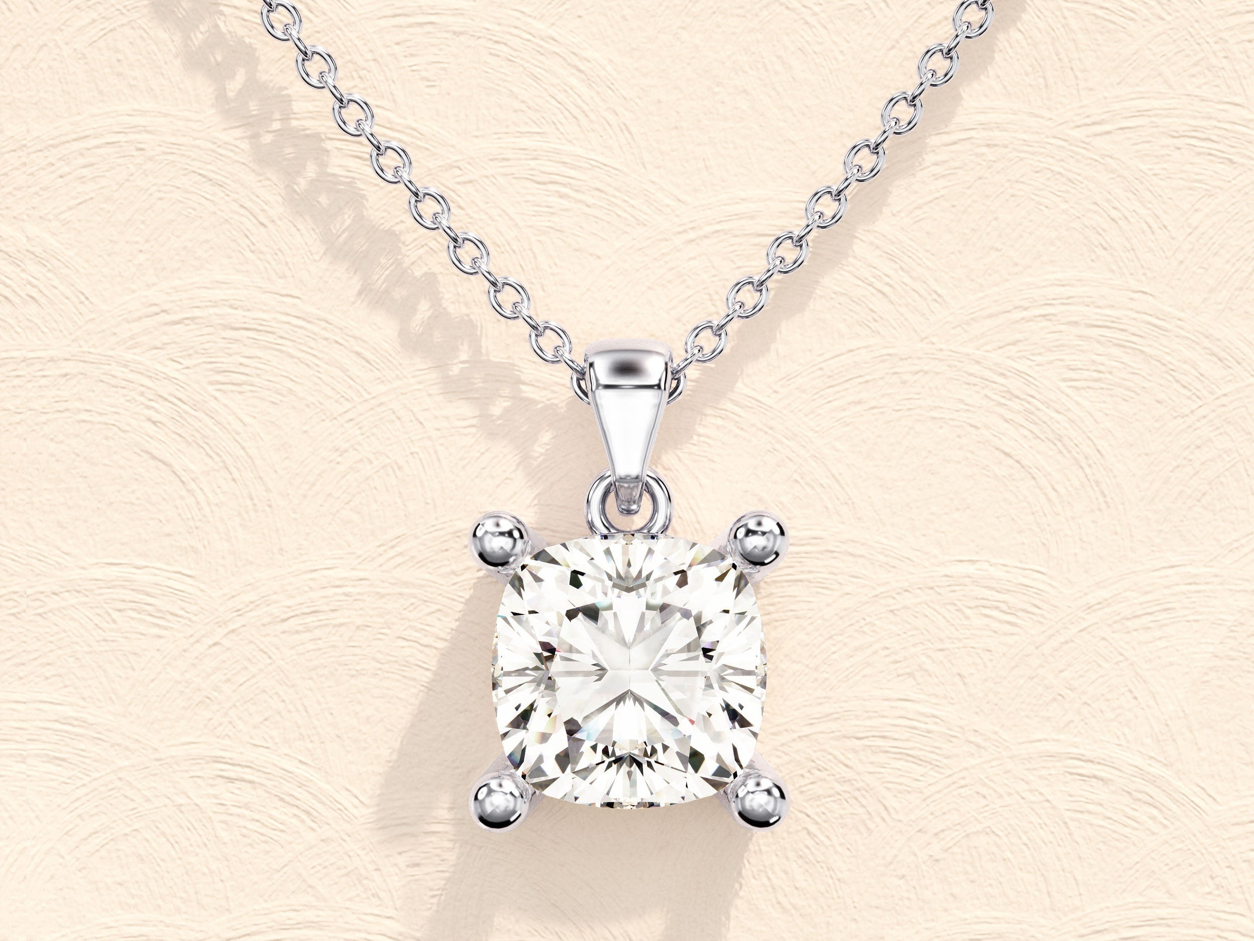 1.0 CT Cushion Moissanite Diamond Solitaire Necklace - crownmoissanite
