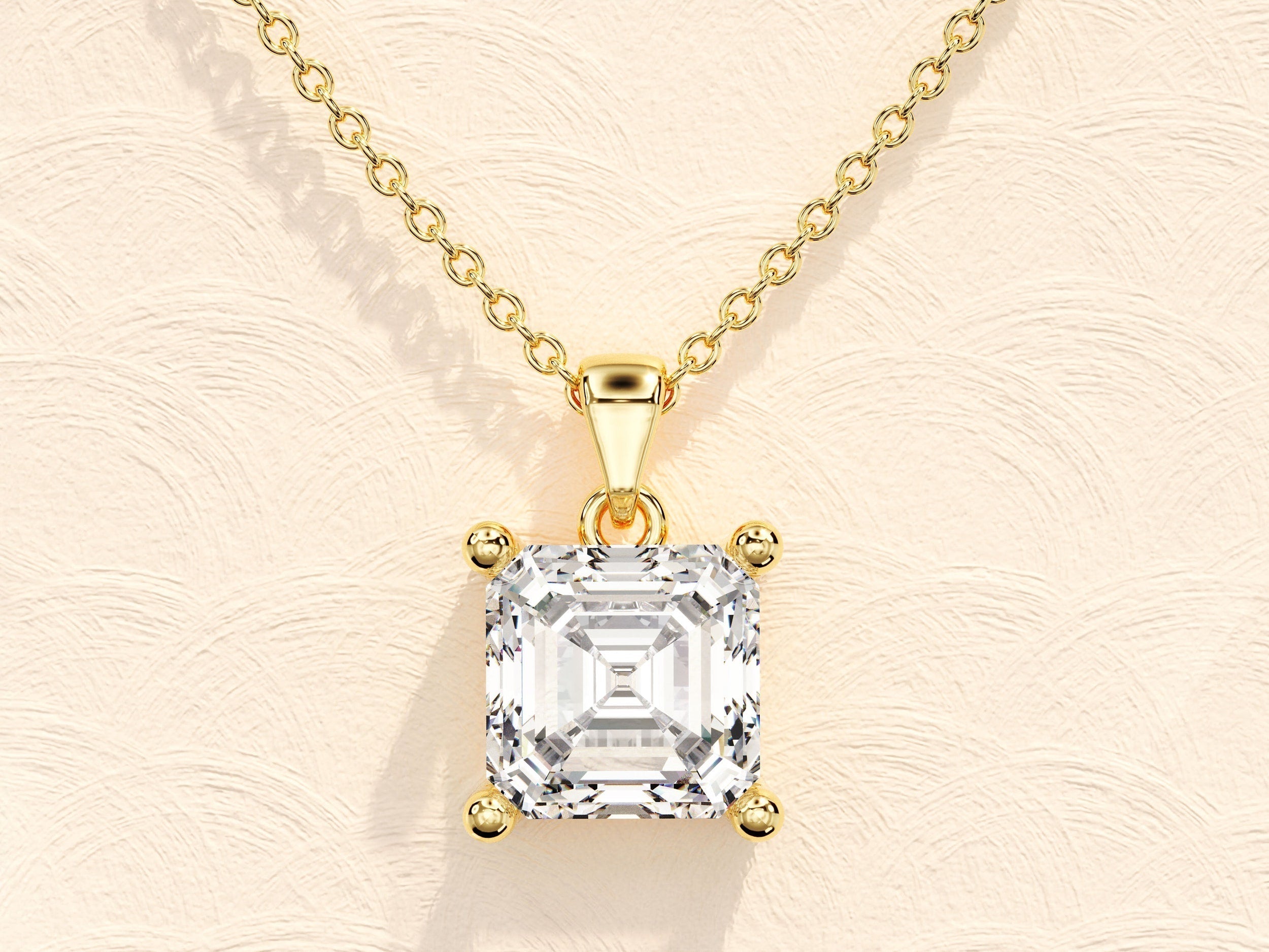 1.0 CT Asscher Moissanite Diamond Solitaire Necklace - crownmoissanite