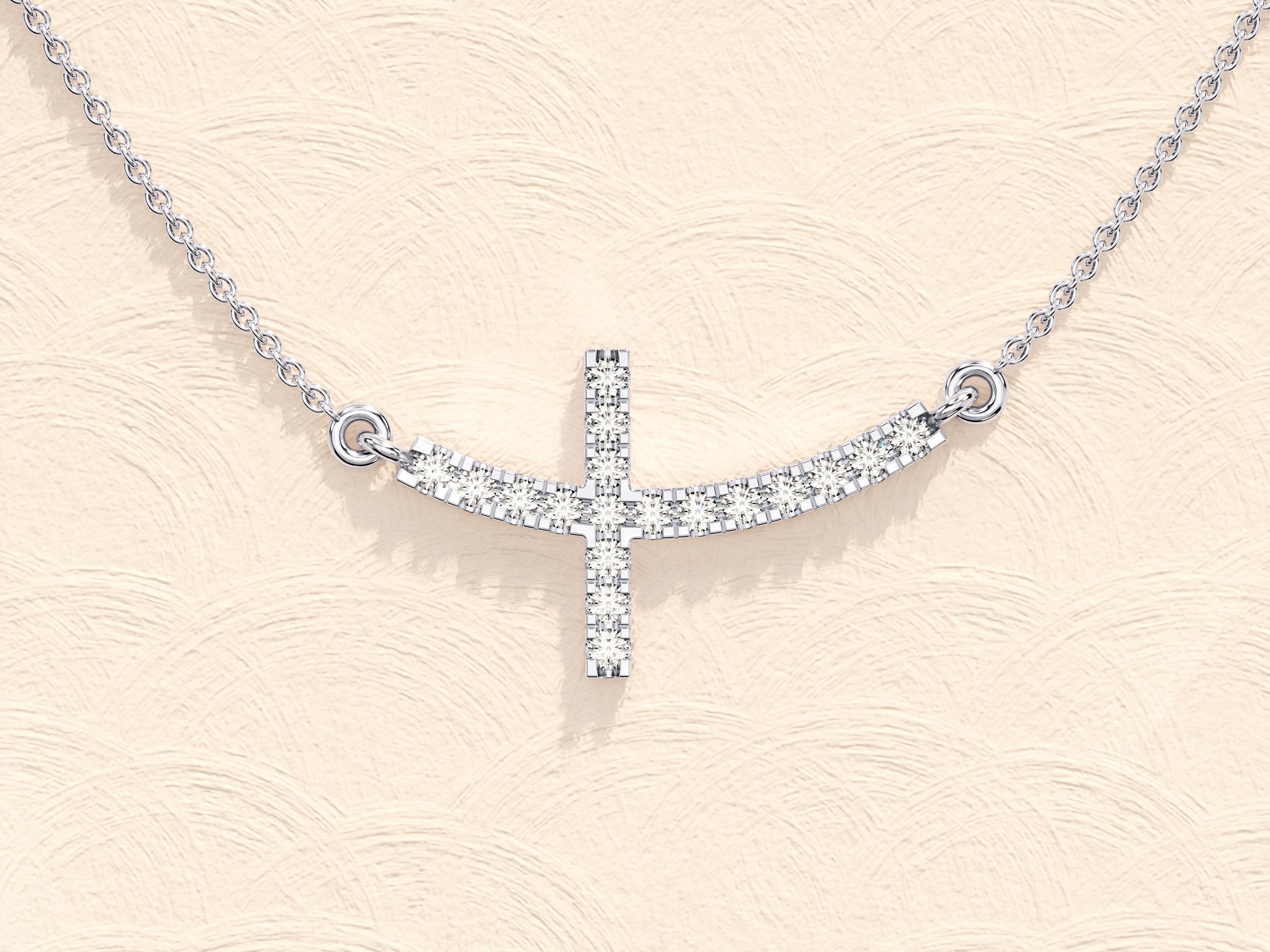 0.27 TCW Round Moissanite Diamond Sideways Cross Necklace - crownmoissanite