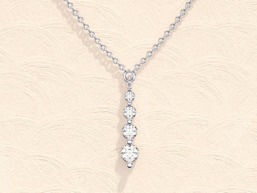 0.11 TCW Round Moissanite Diamond Drop Pendant Necklace - crownmoissanite