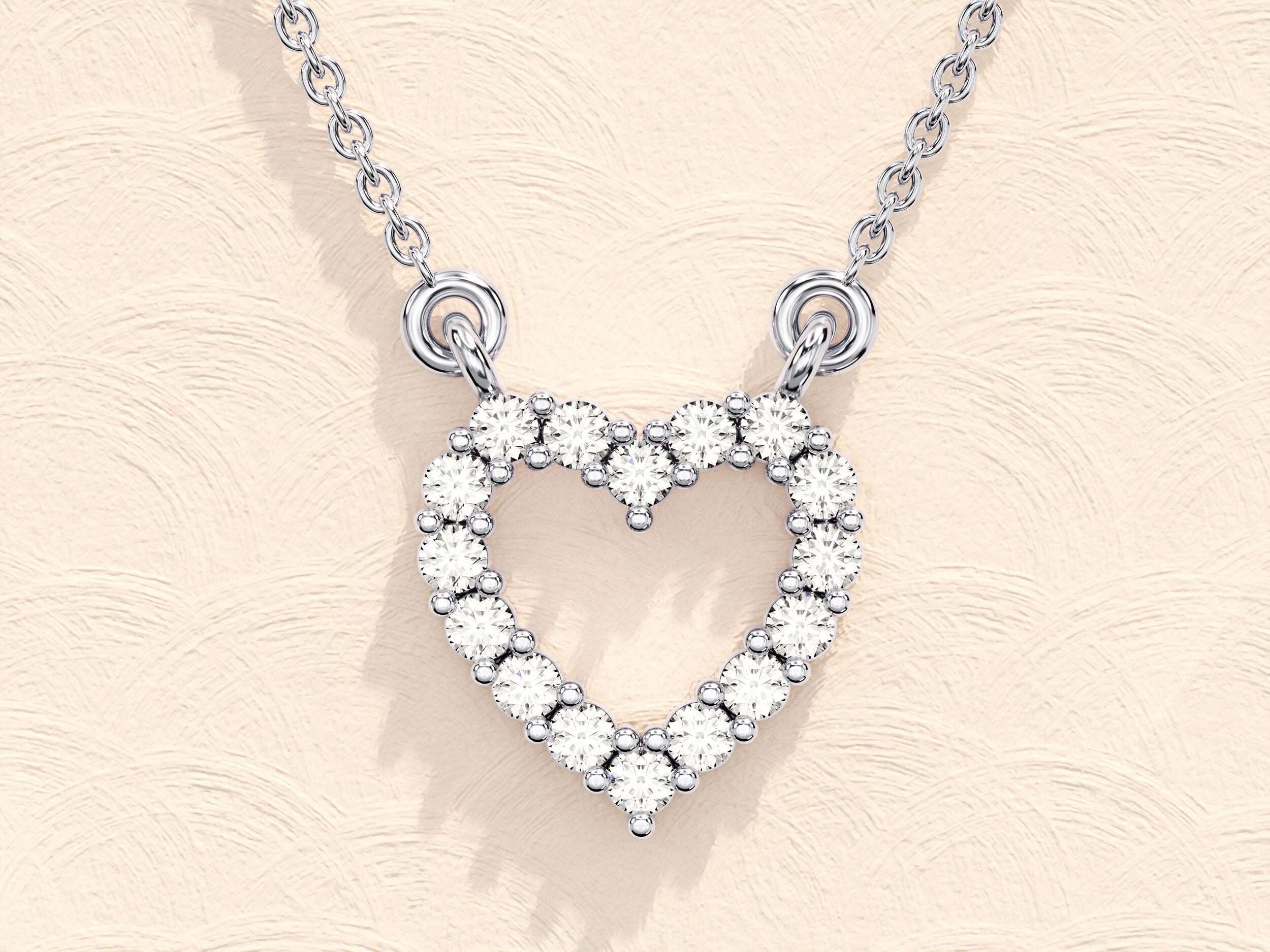 0.24 TCW Round Moissanite Diamond Heart Shaped Pendent Necklace - crownmoissanite