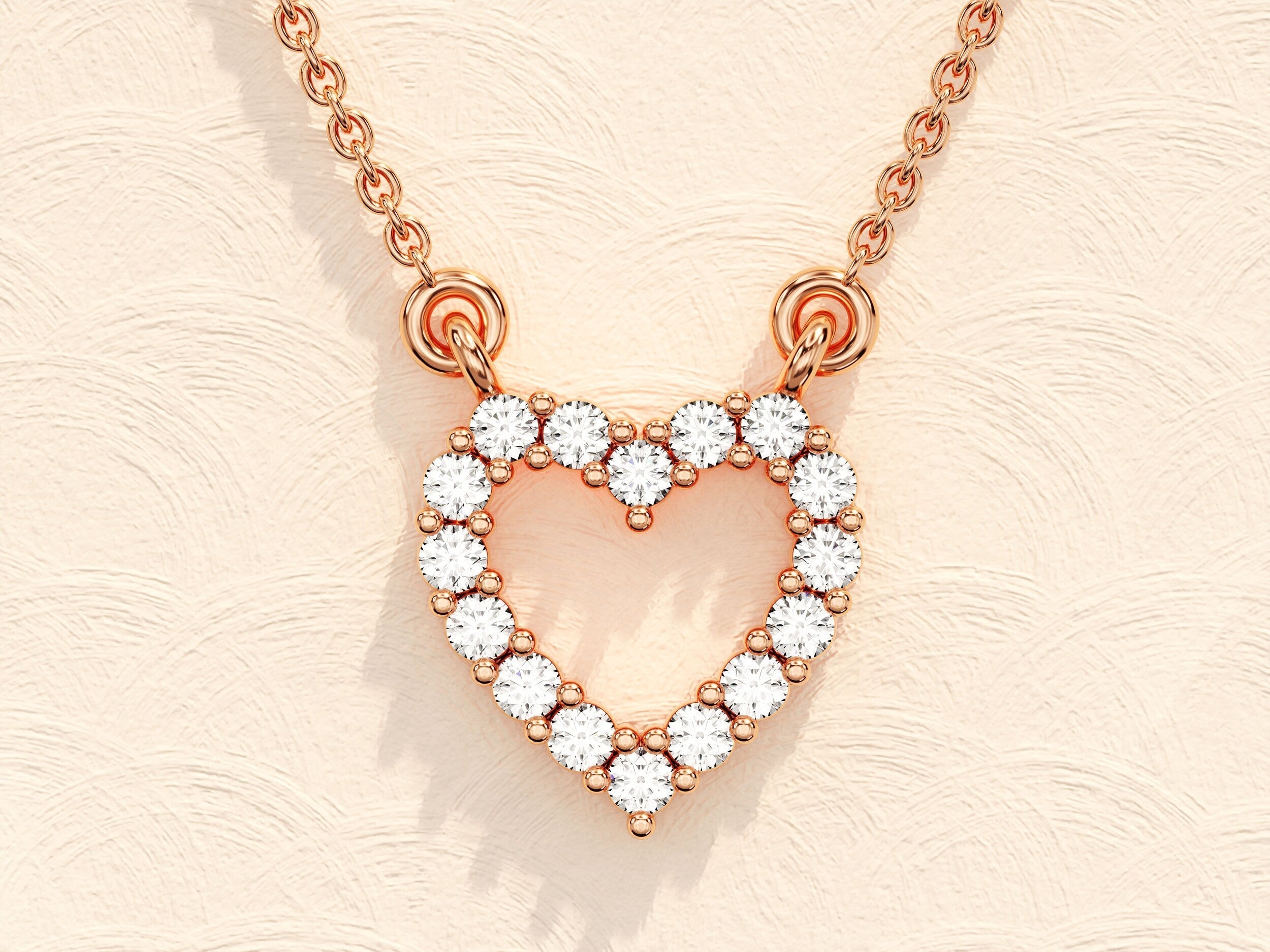 0.24 TCW Round Moissanite Diamond Heart Shaped Pendent Necklace - crownmoissanite