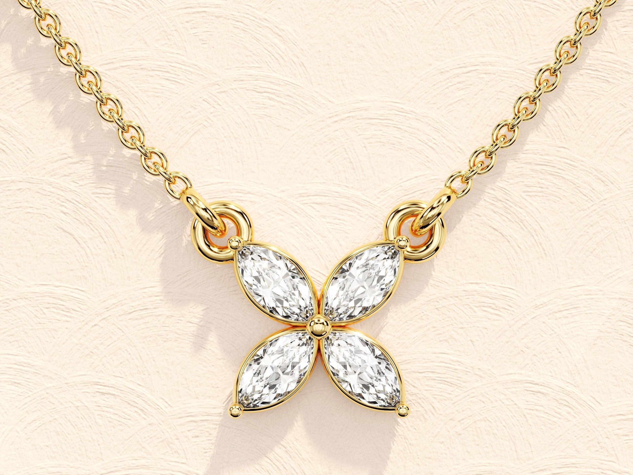 0.40 TCW Marquise Moissanite Diamond Clover Necklace - crownmoissanite