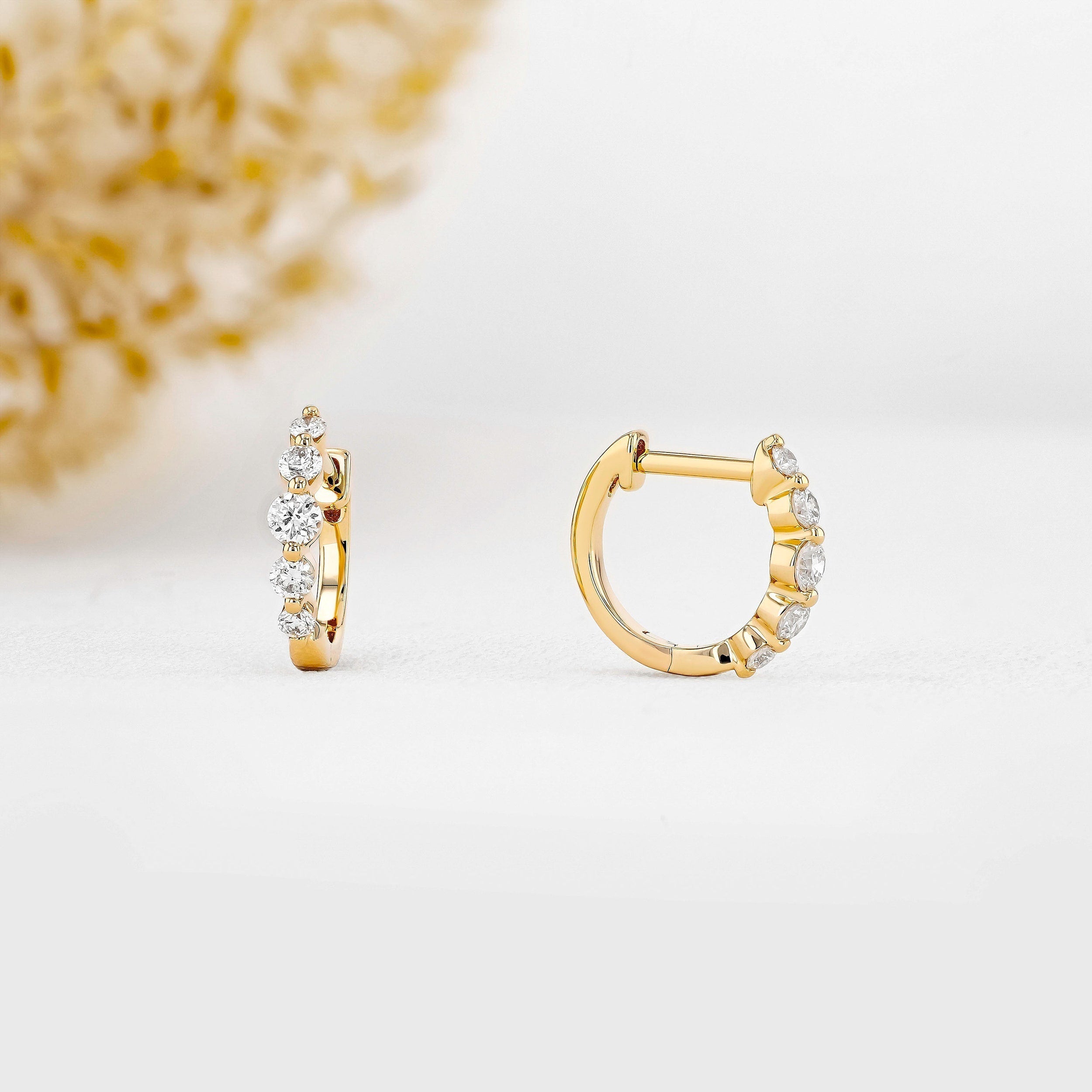 0.25 TCW-0.34 TCW Round Moissanite Diamond Hoop Earrings - crownmoissanite