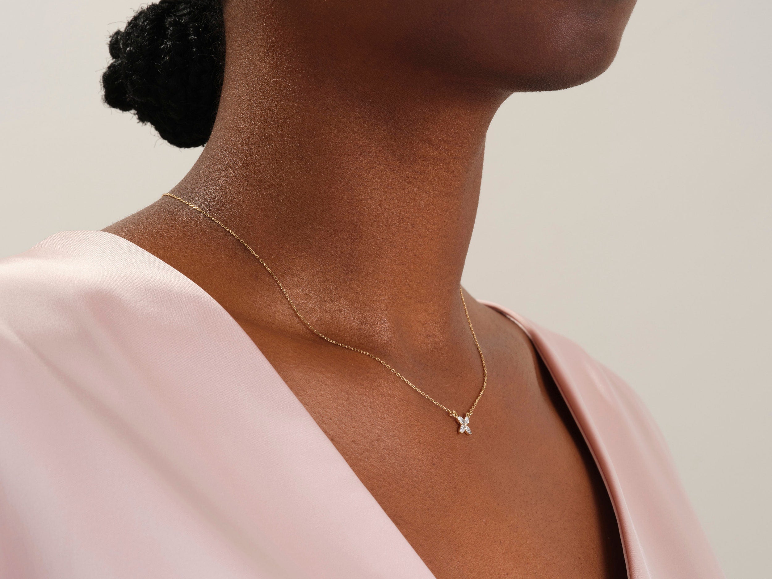 0.40 TCW Marquise Moissanite Diamond Clover Necklace - crownmoissanite