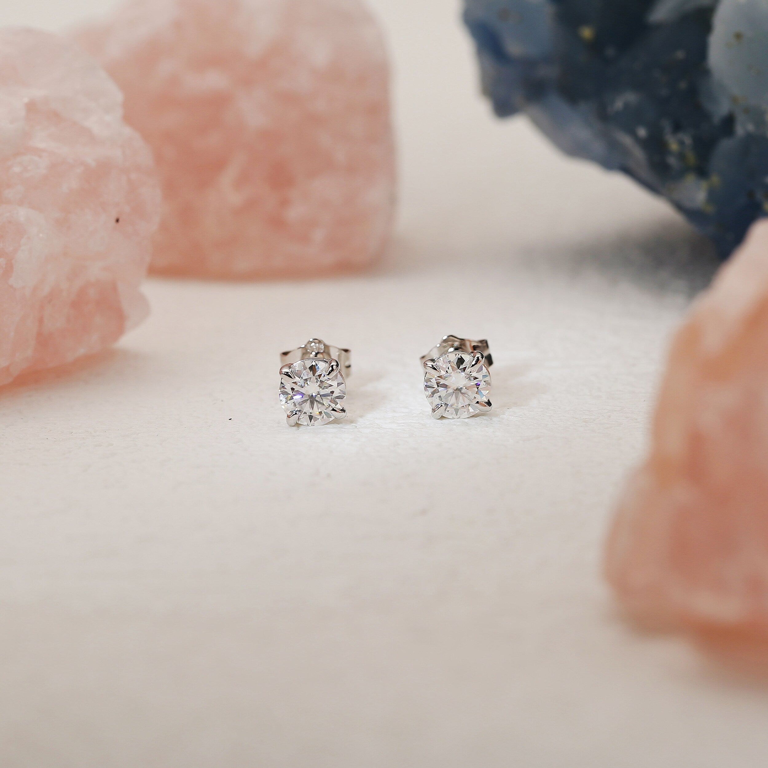 1.0 TCW Round Moissanite Diamond Solitaire Stud Earrings - crownmoissanite