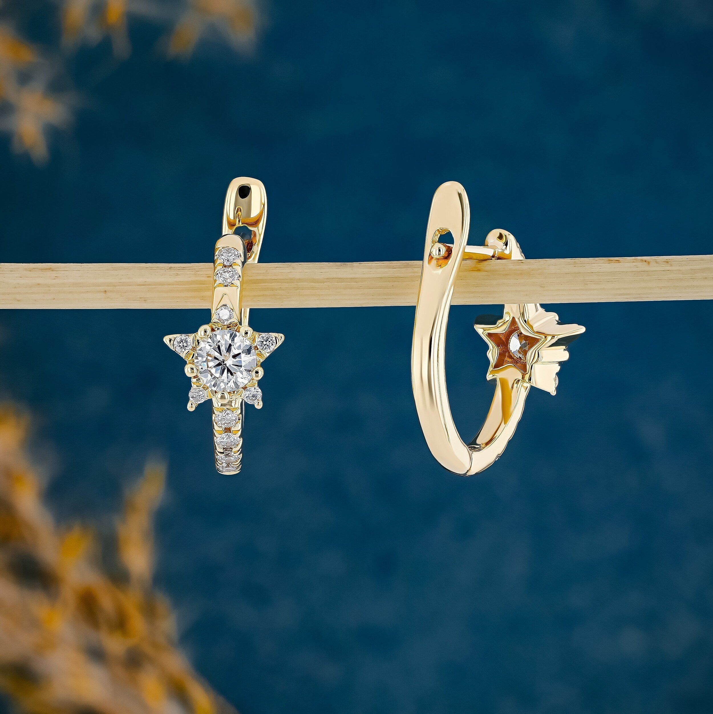 0.54 TCW Round Moissanite Diamond Huggie Hoop Earrings - crownmoissanite