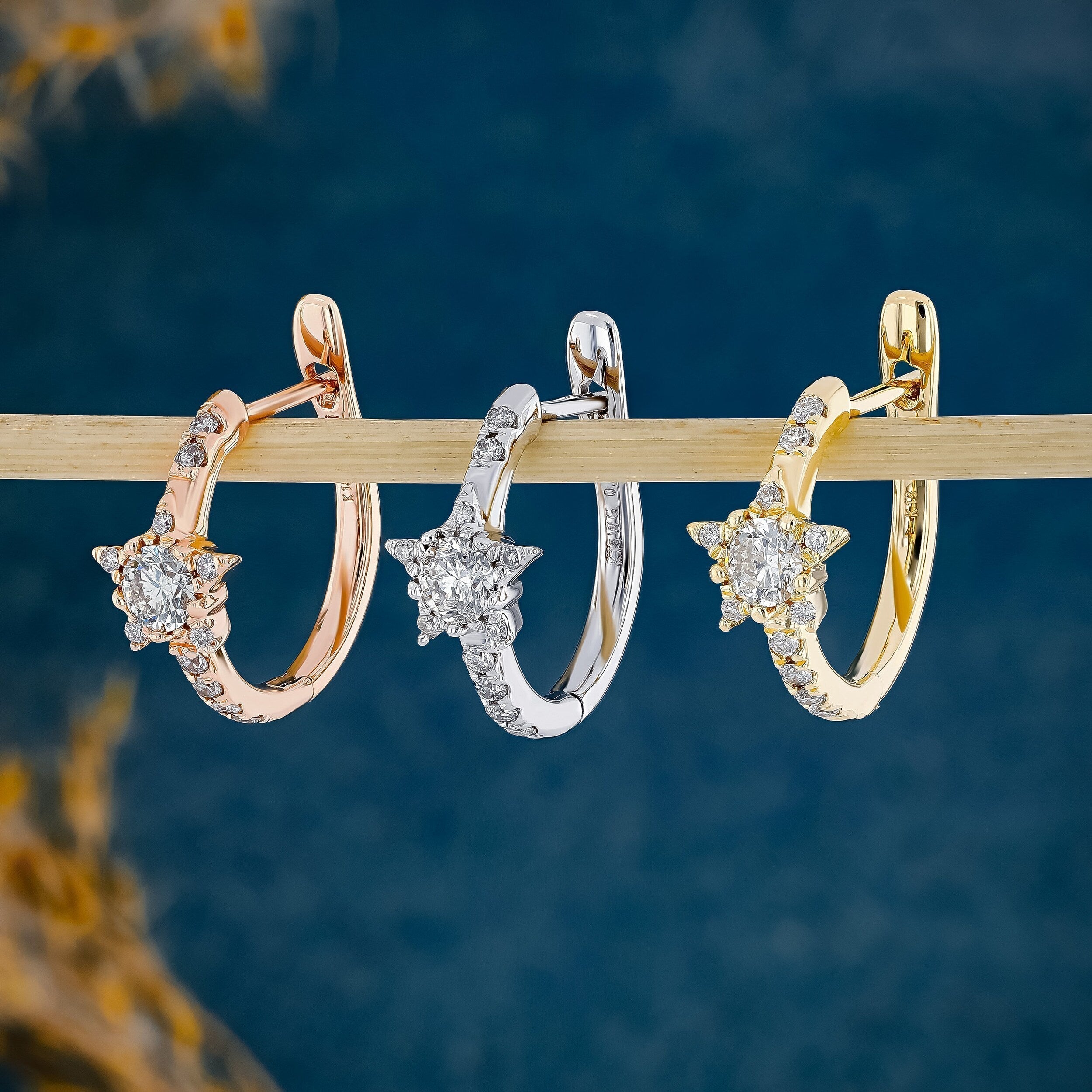 0.54 TCW Round Moissanite Diamond Huggie Hoop Earrings - crownmoissanite