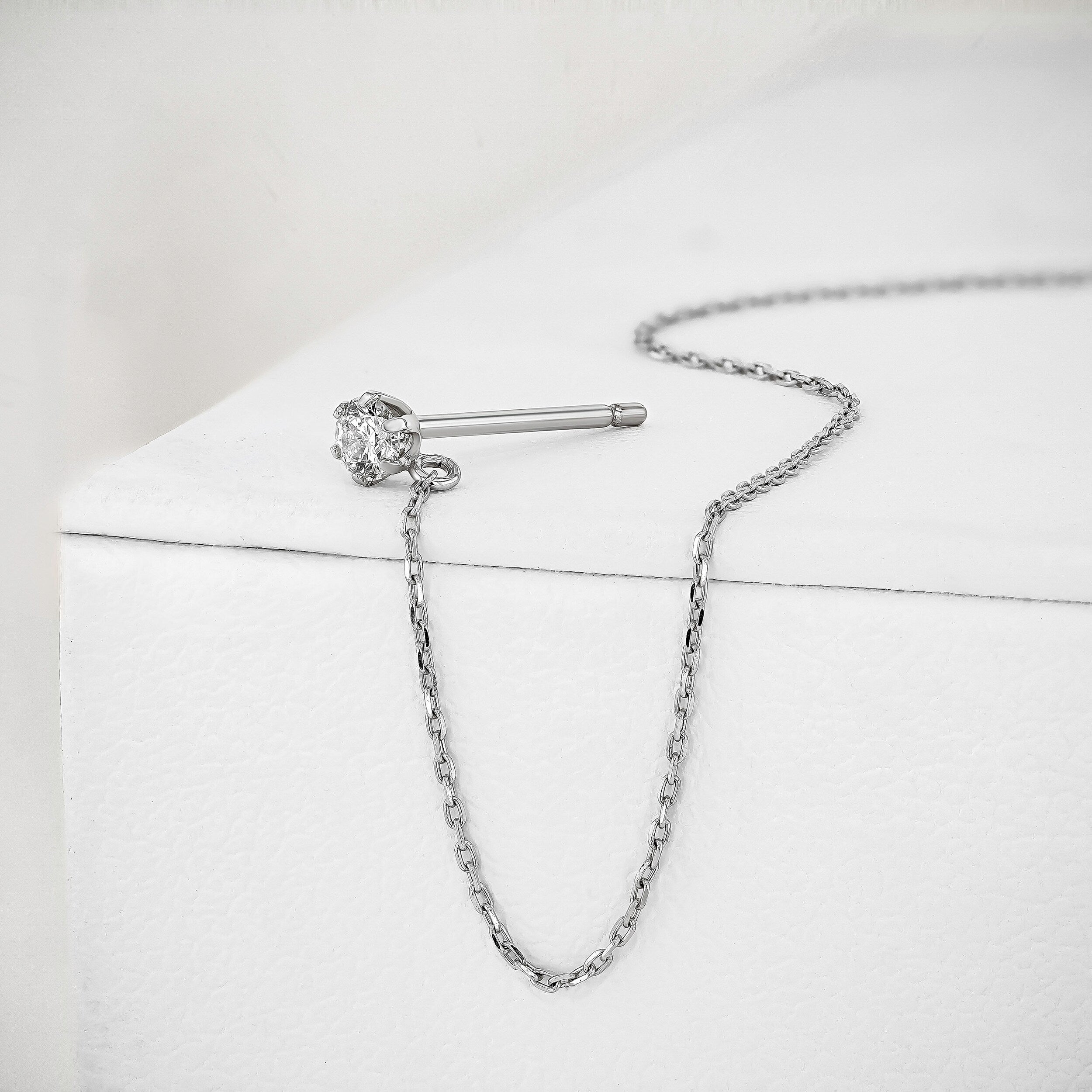 0.28 TCW Round & Marquise Moissanite Diamond Dual Piercing Chain Earrings - crownmoissanite