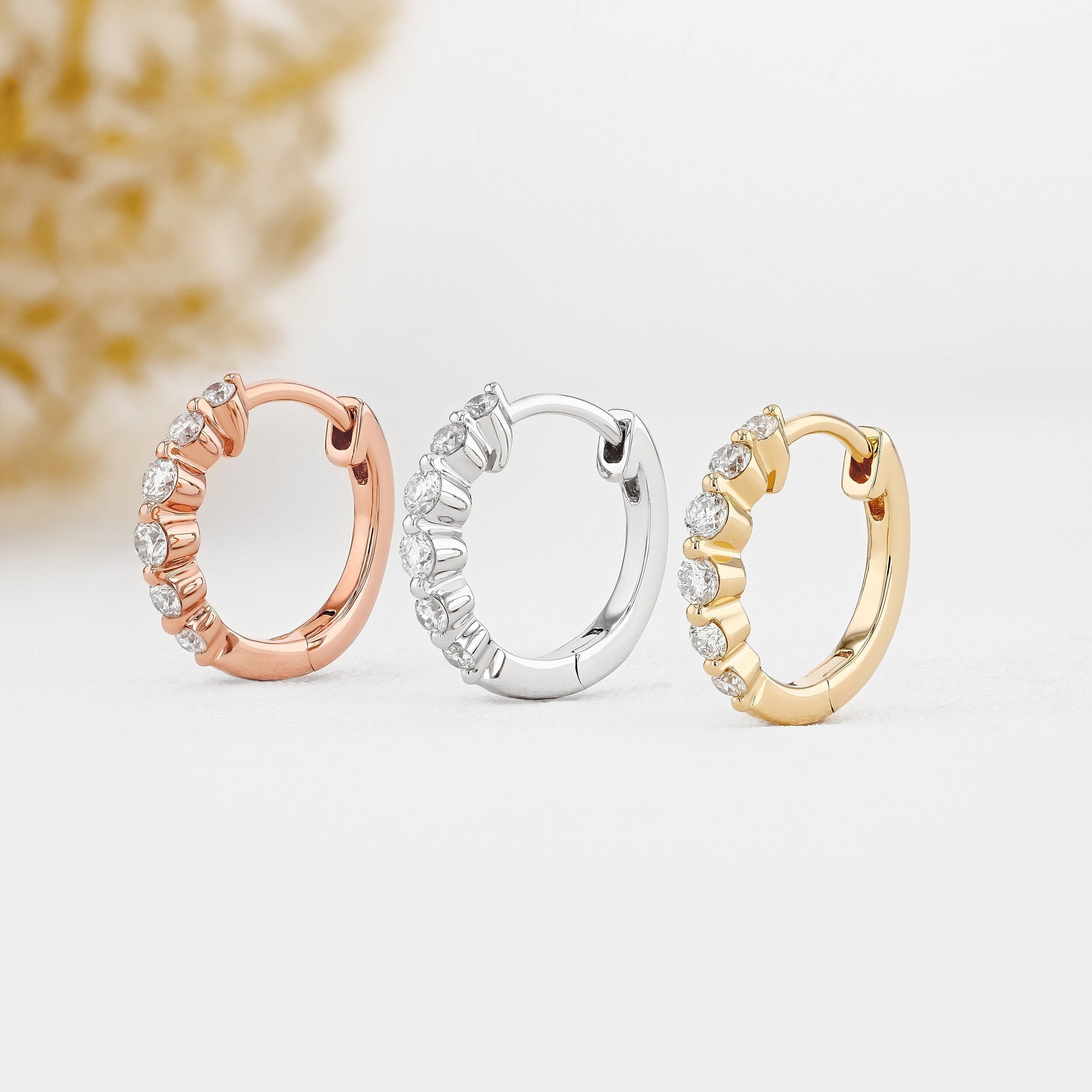 0.25 TCW-0.34 TCW Round Moissanite Diamond Hoop Earrings - crownmoissanite