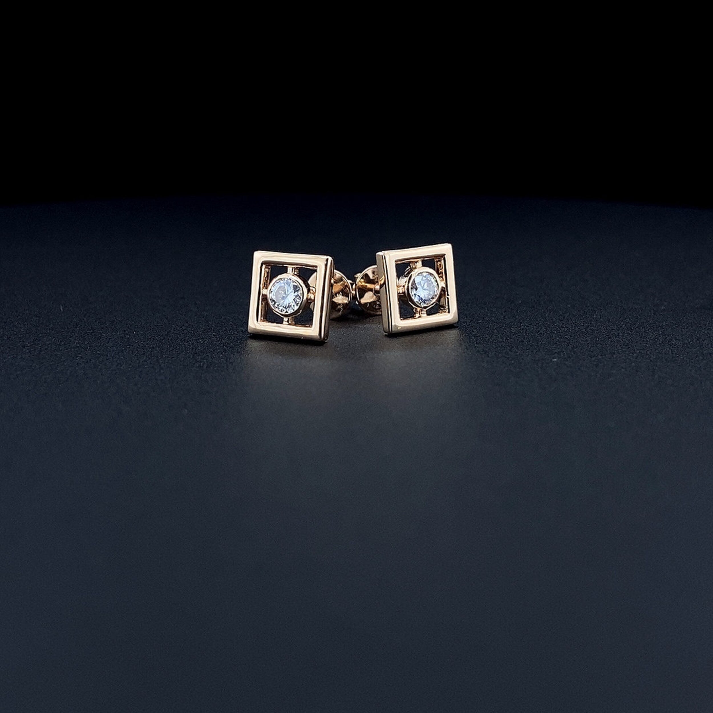 0.40 TCW Round Moissanite Diamond Bezel Stud Earrings - crownmoissanite