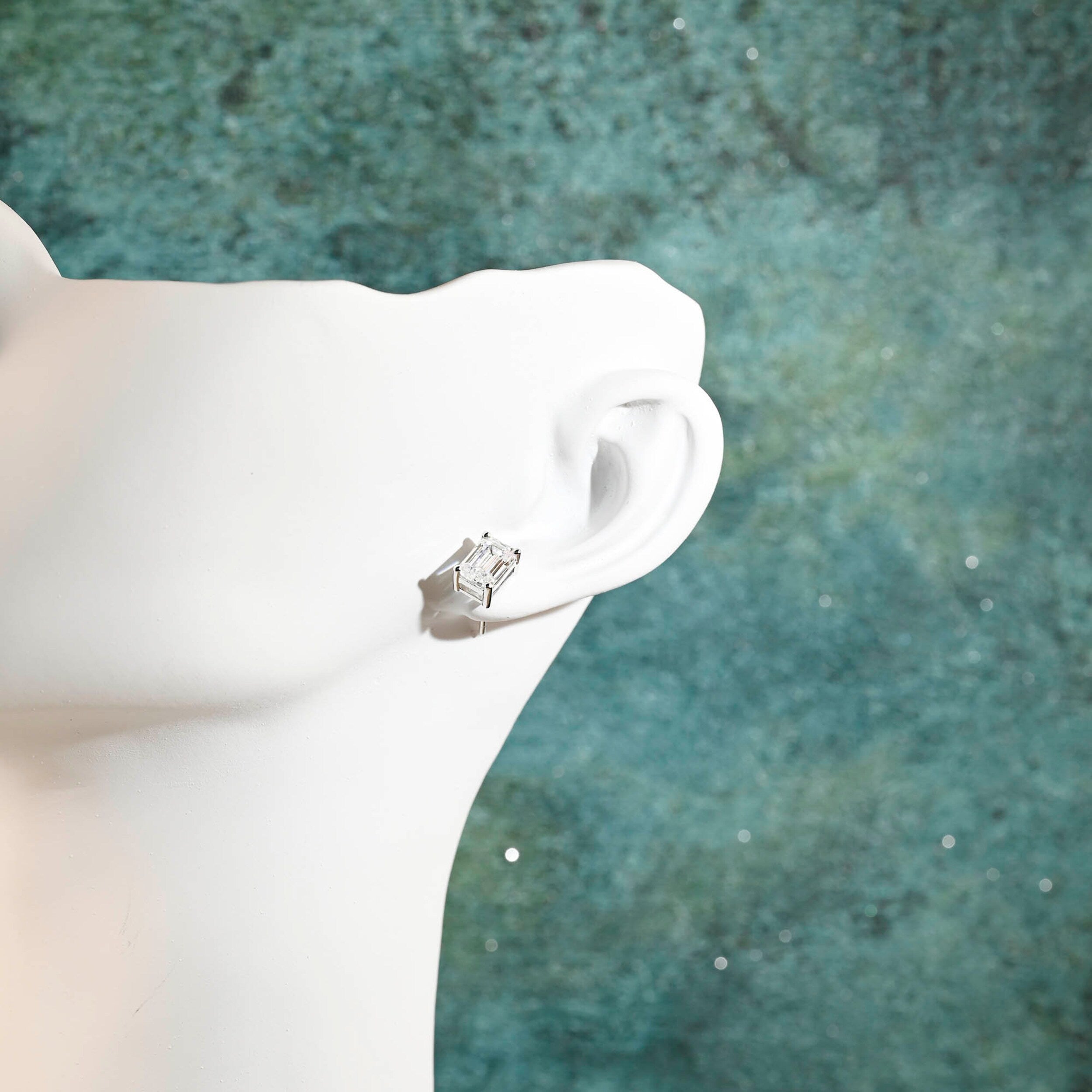 2.0 TCW Emerald Moissanite Diamond Solitaire Stud Earrings - crownmoissanite