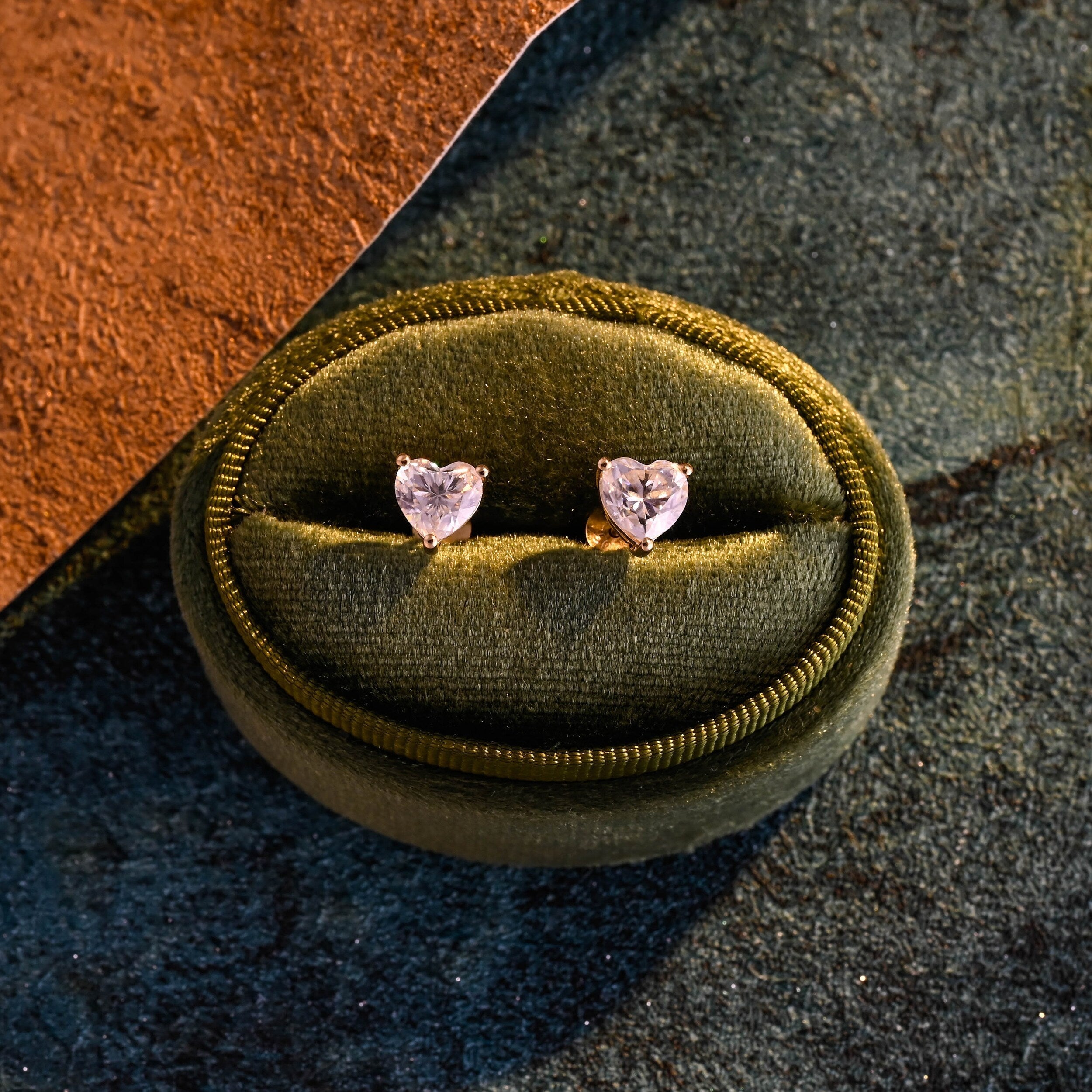 3.0 TCW Heart Moissanite Diamond Solitaire Stud Earrings - crownmoissanite