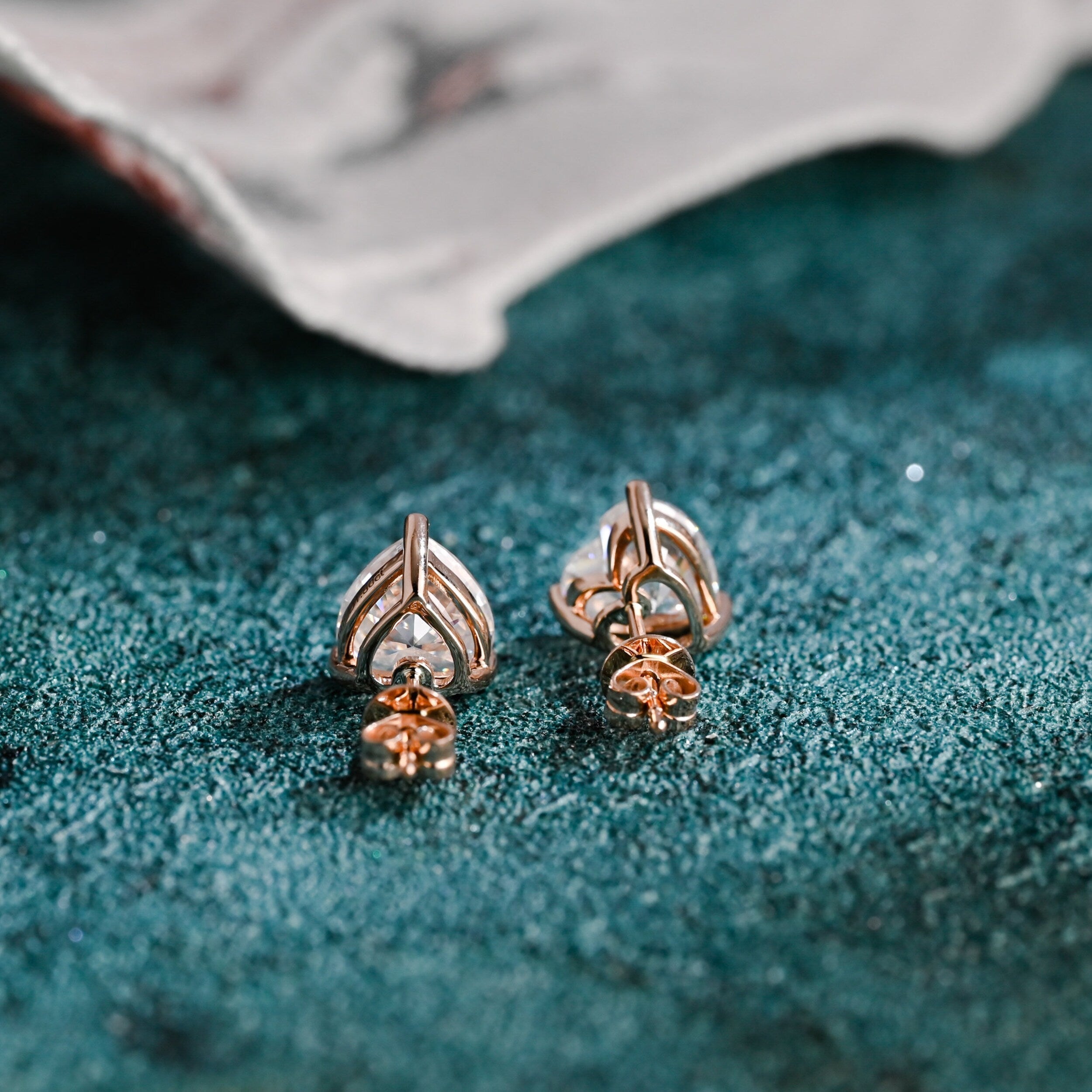 3.0 TCW Heart Moissanite Diamond Solitaire Stud Earrings - crownmoissanite