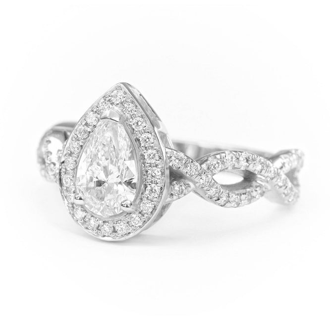 0.70 CT Pear Moissanite Twist Engagement Ring