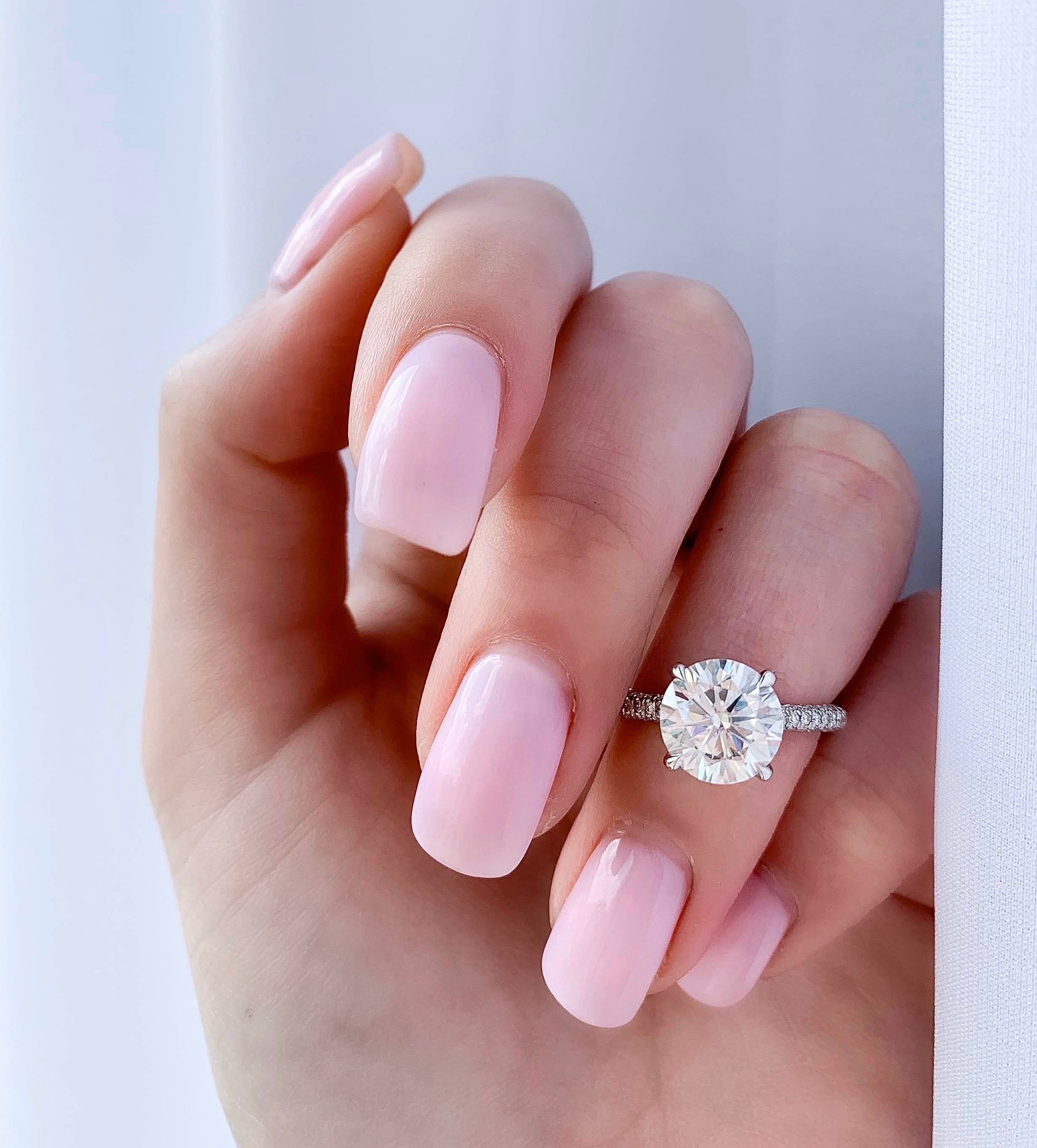 2.5 CT Round Cut Hidden Halo & Pave Setting Engagement Ring - crownmoissanite