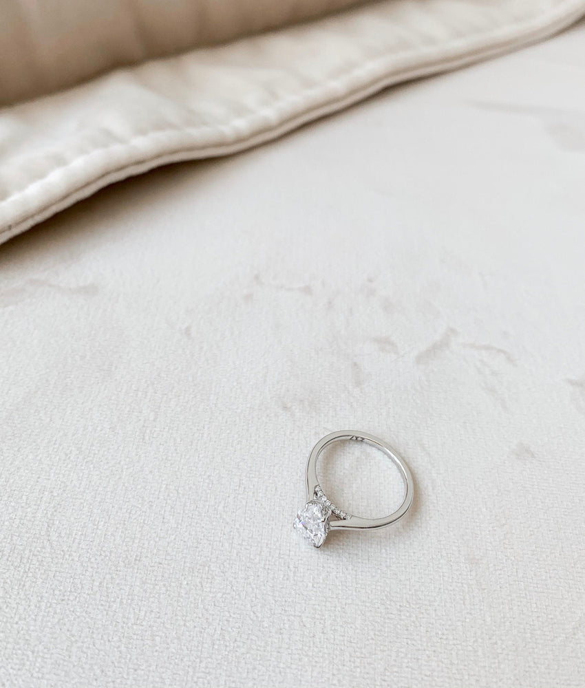 1.5 CT Pear Hidden Halo Moissanite Engagement Ring - crownmoissanite