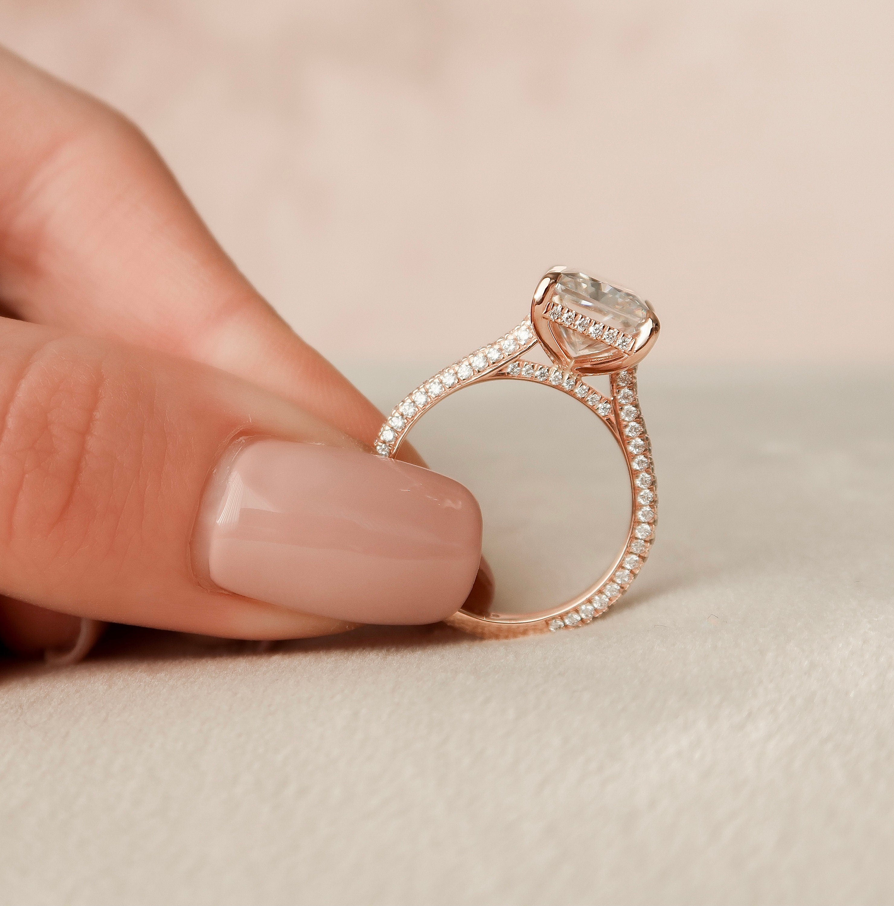 5.5 CT Radiant Cut Pave Setting Moissanite Engagement Ring - crownmoissanite