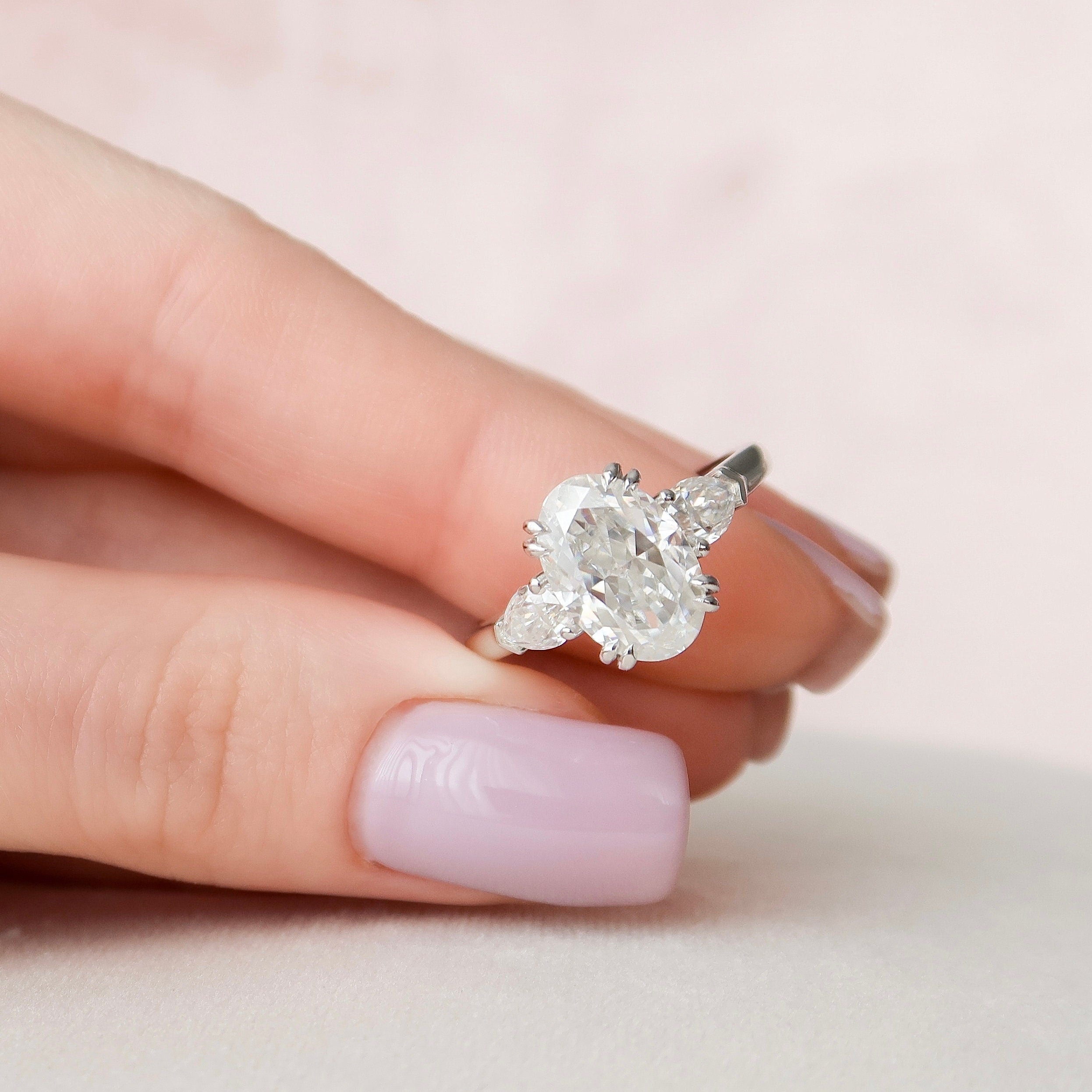 3.5 CT Oval Cut Three Stone Moissanite Engagement Ring - crownmoissanite