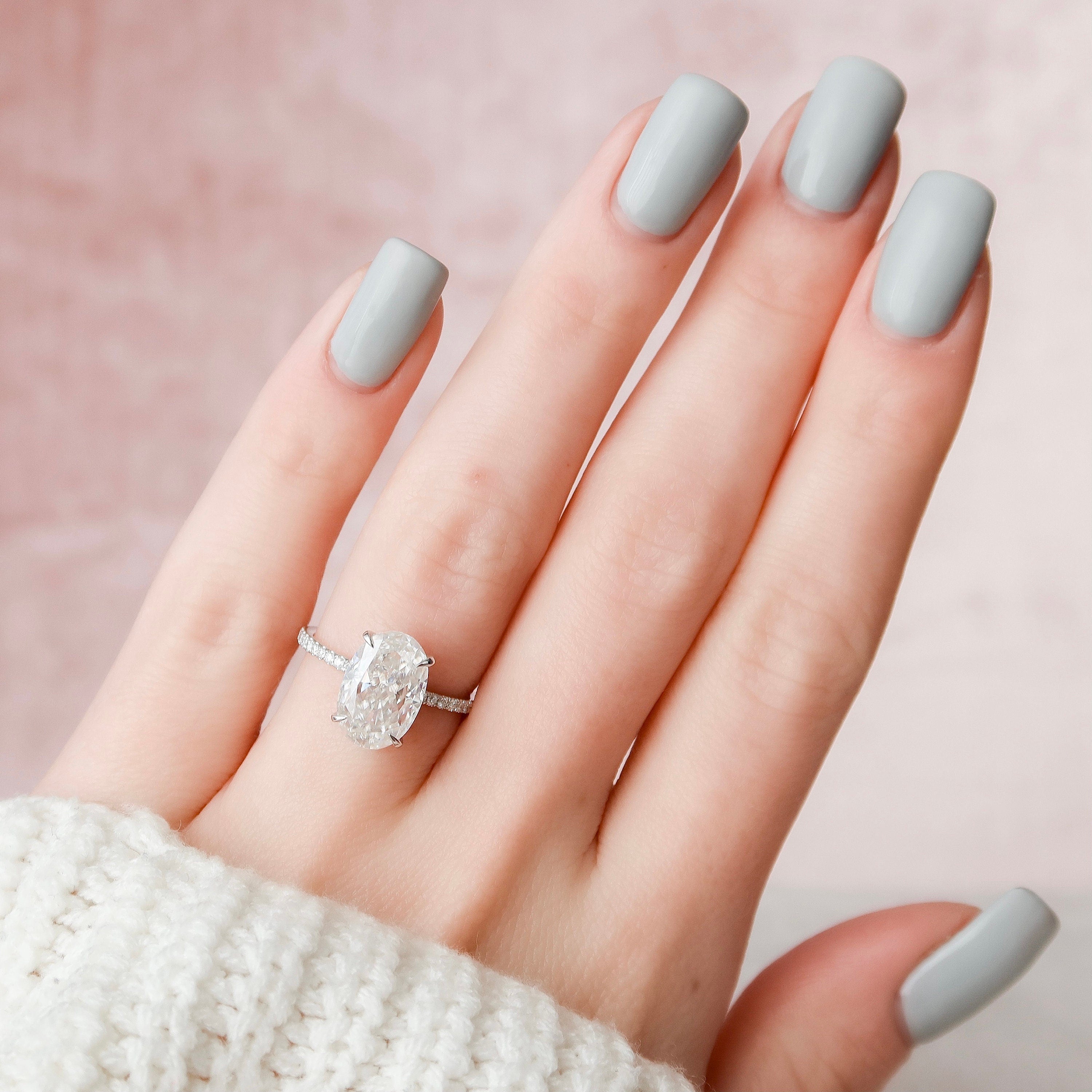 3.5 CT Oval Cut Pave Setting Moissanite Engagement Ring - crownmoissanite