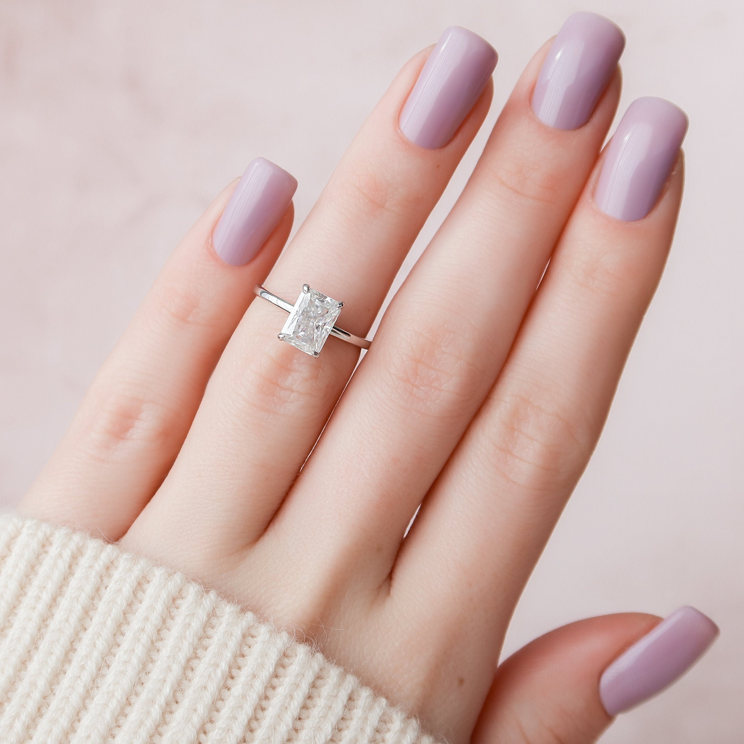 2.0 CT Radiant Hidden Halo & Solitaire Moissanite Engagement Ring - crownmoissanite