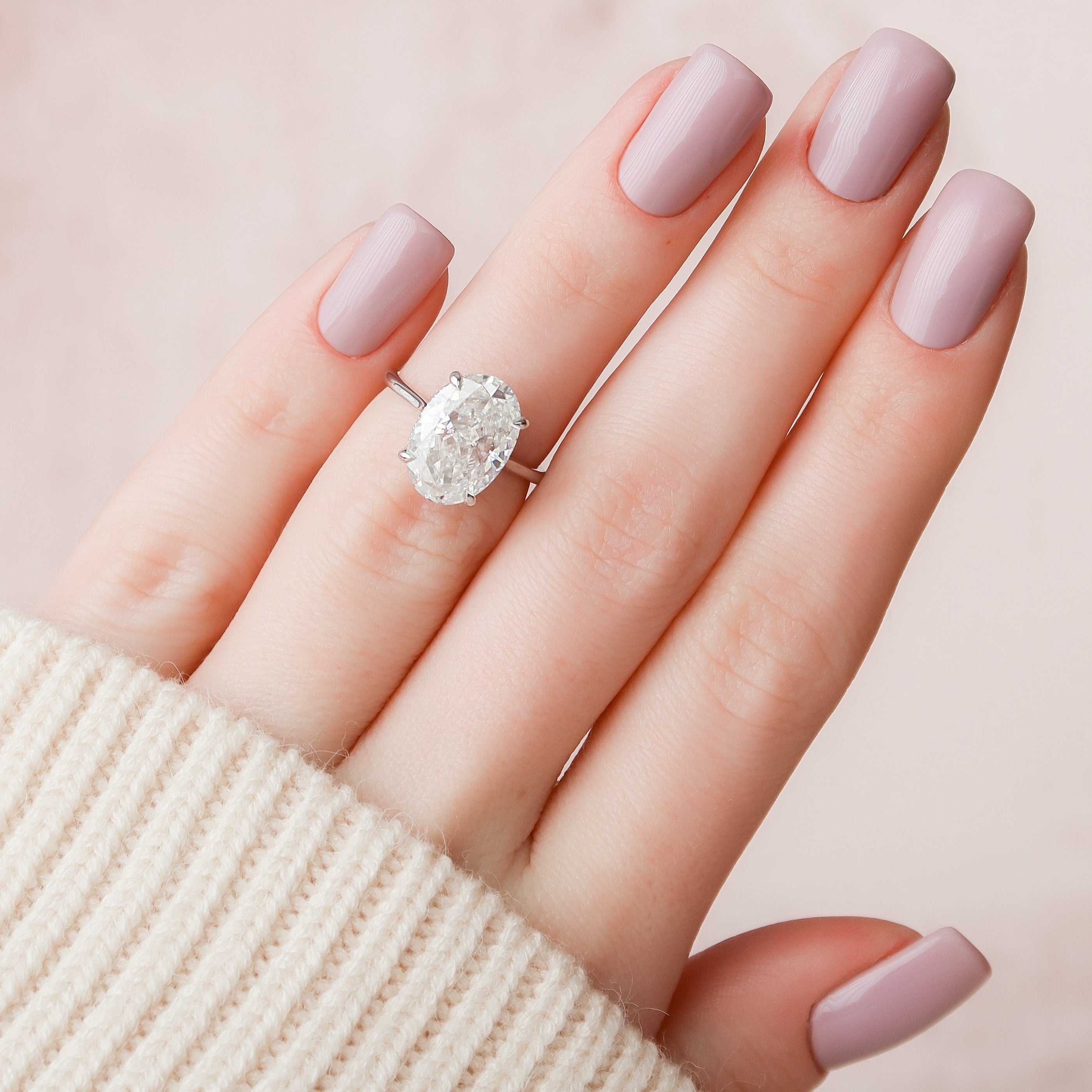5.0 CT Oval Cut Solitaire Style Moissanite Engagement Ring - crownmoissanite