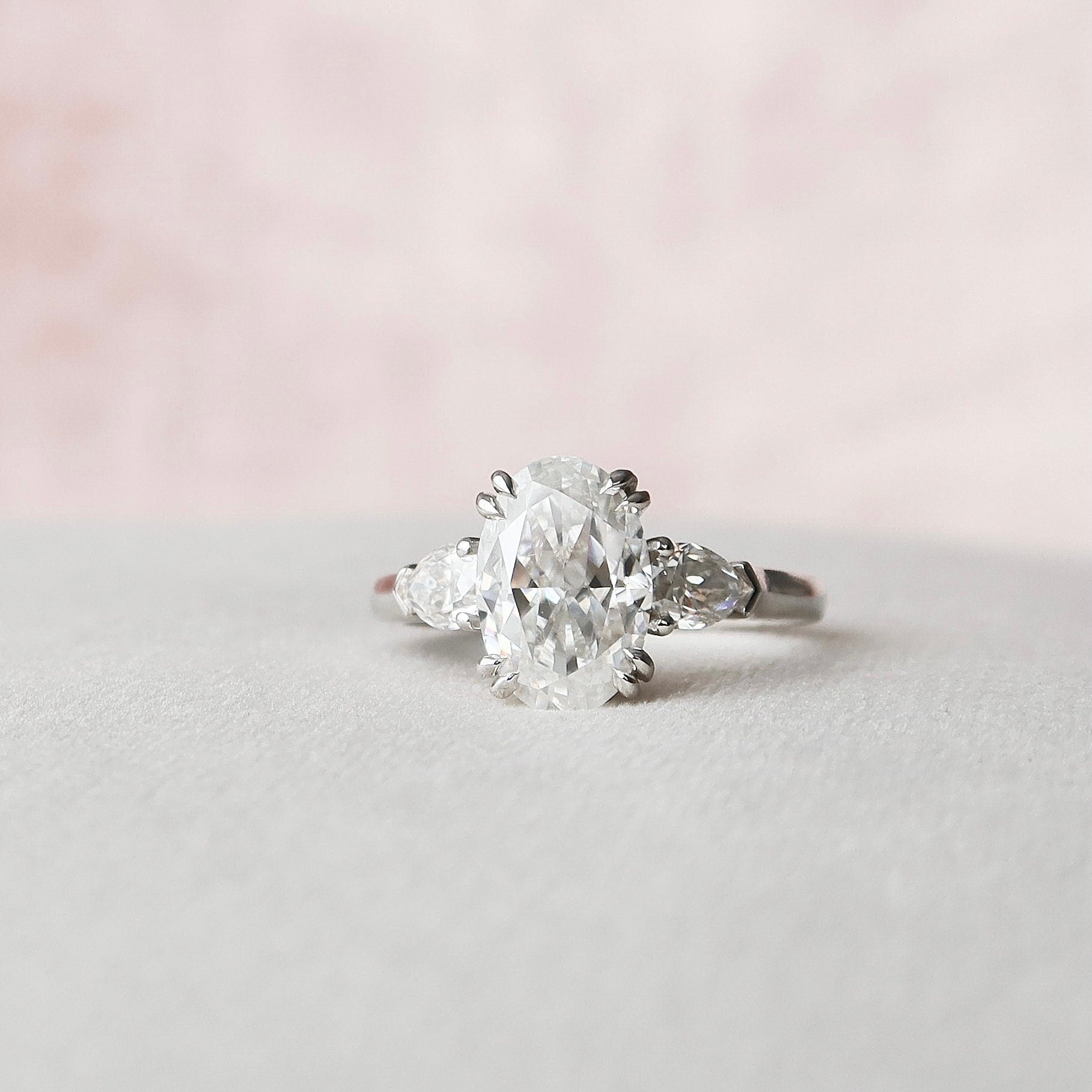 3.5 CT Oval Cut Three Stone Moissanite Engagement Ring - crownmoissanite