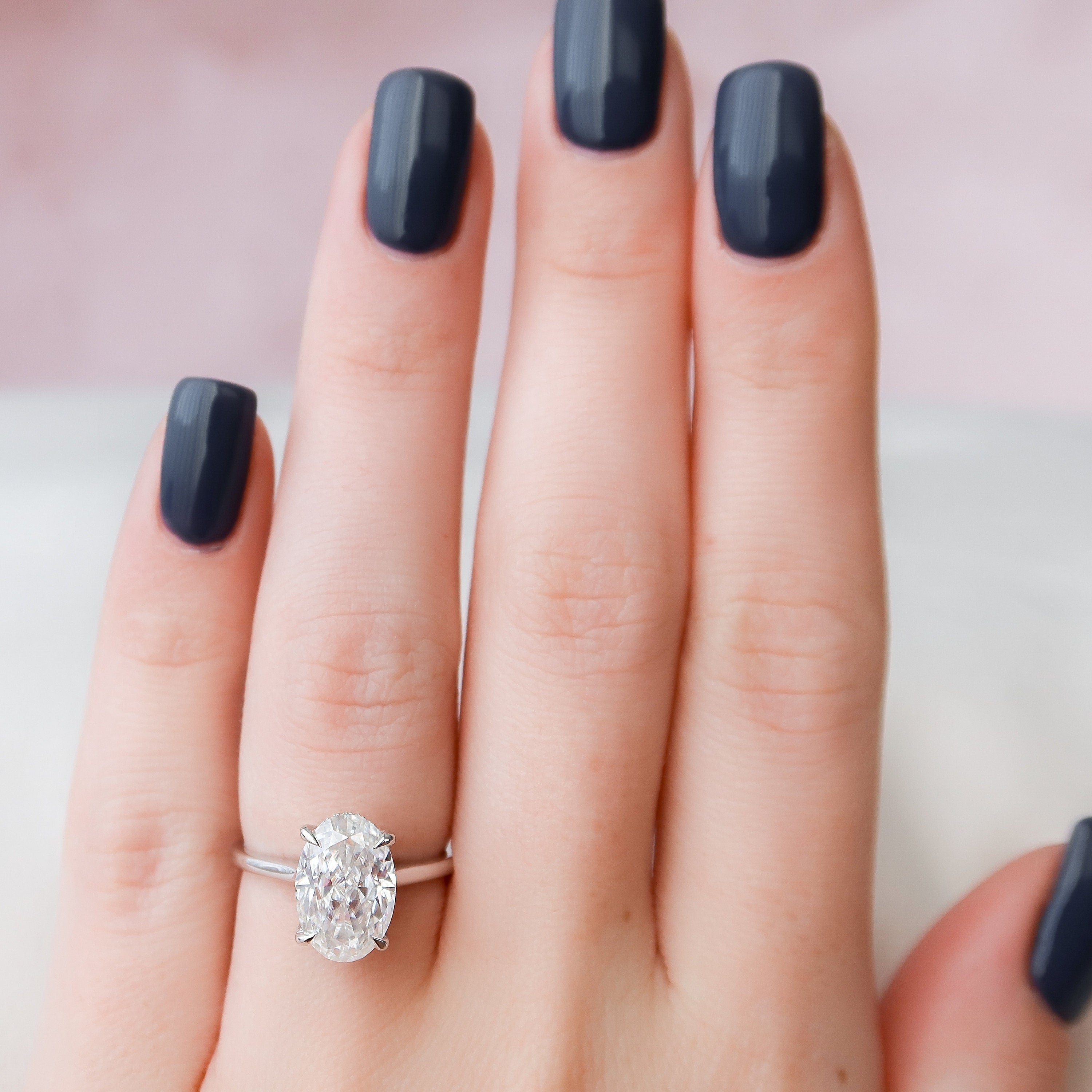 3.5 CT Oval Cut Solitaire Style Moissanite Engagement Ring - crownmoissanite