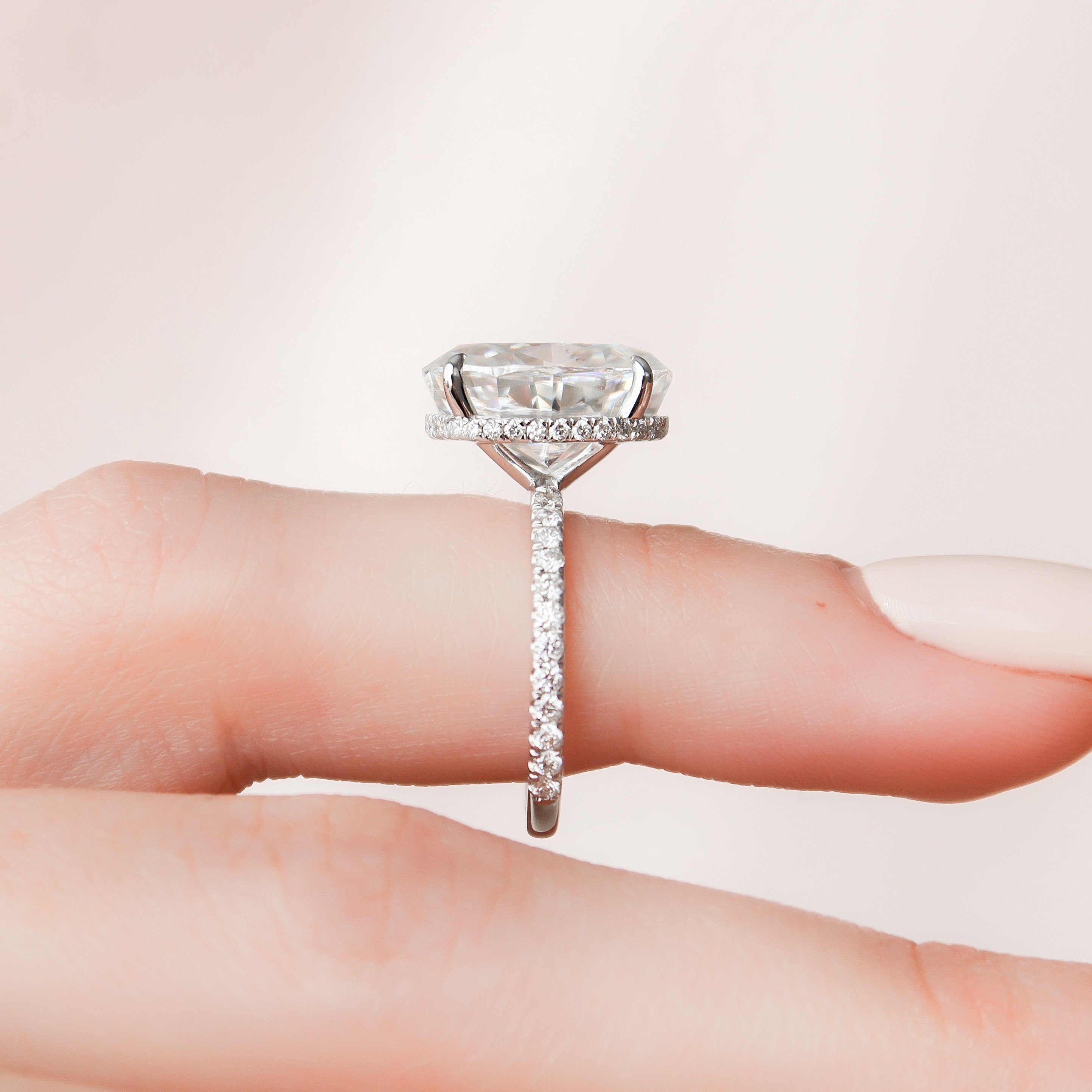 5.0 CT Oval Hidden Halo Setting Moissanite Engagement Ring - crownmoissanite