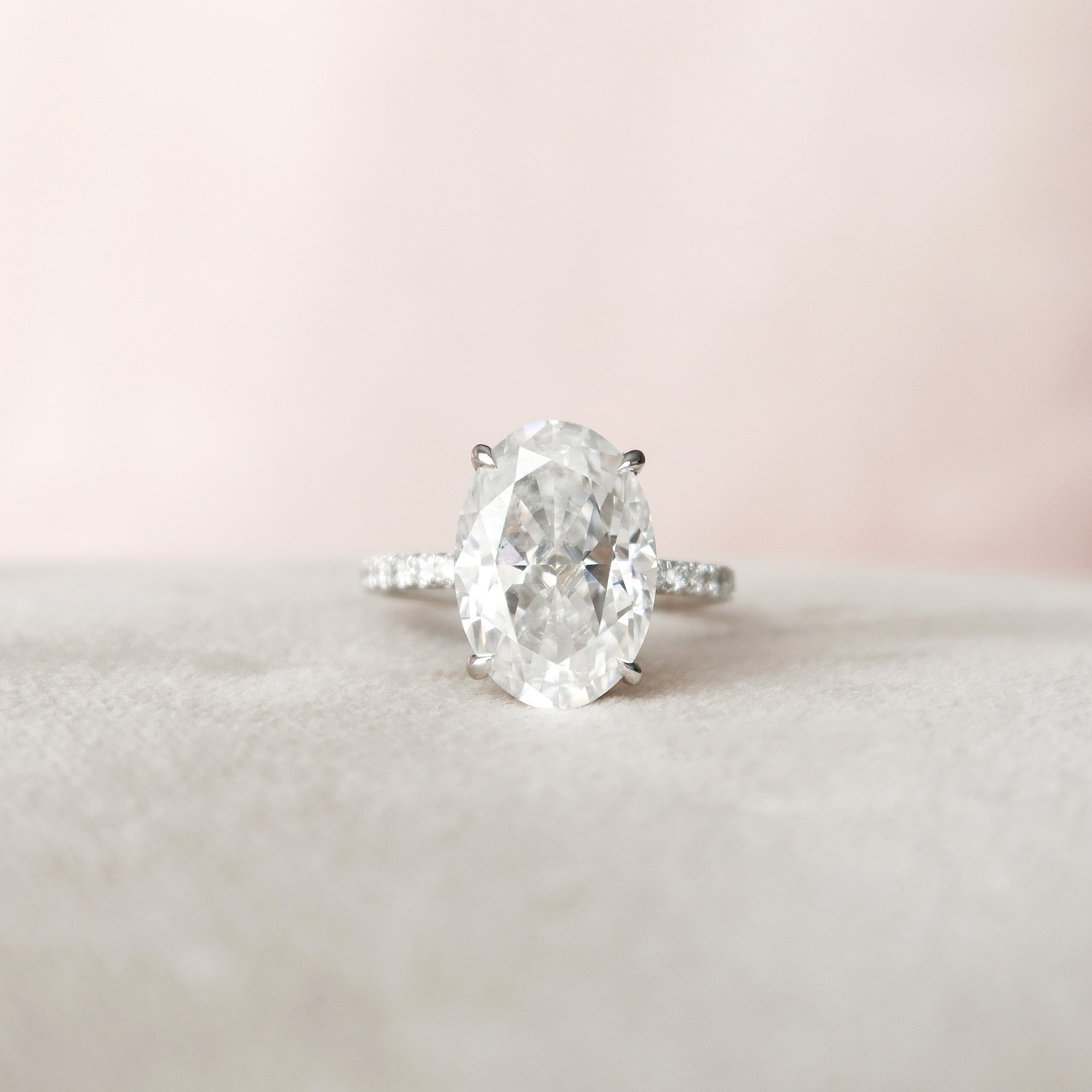 5.0 CT Oval Hidden Halo Setting Moissanite Engagement Ring - crownmoissanite