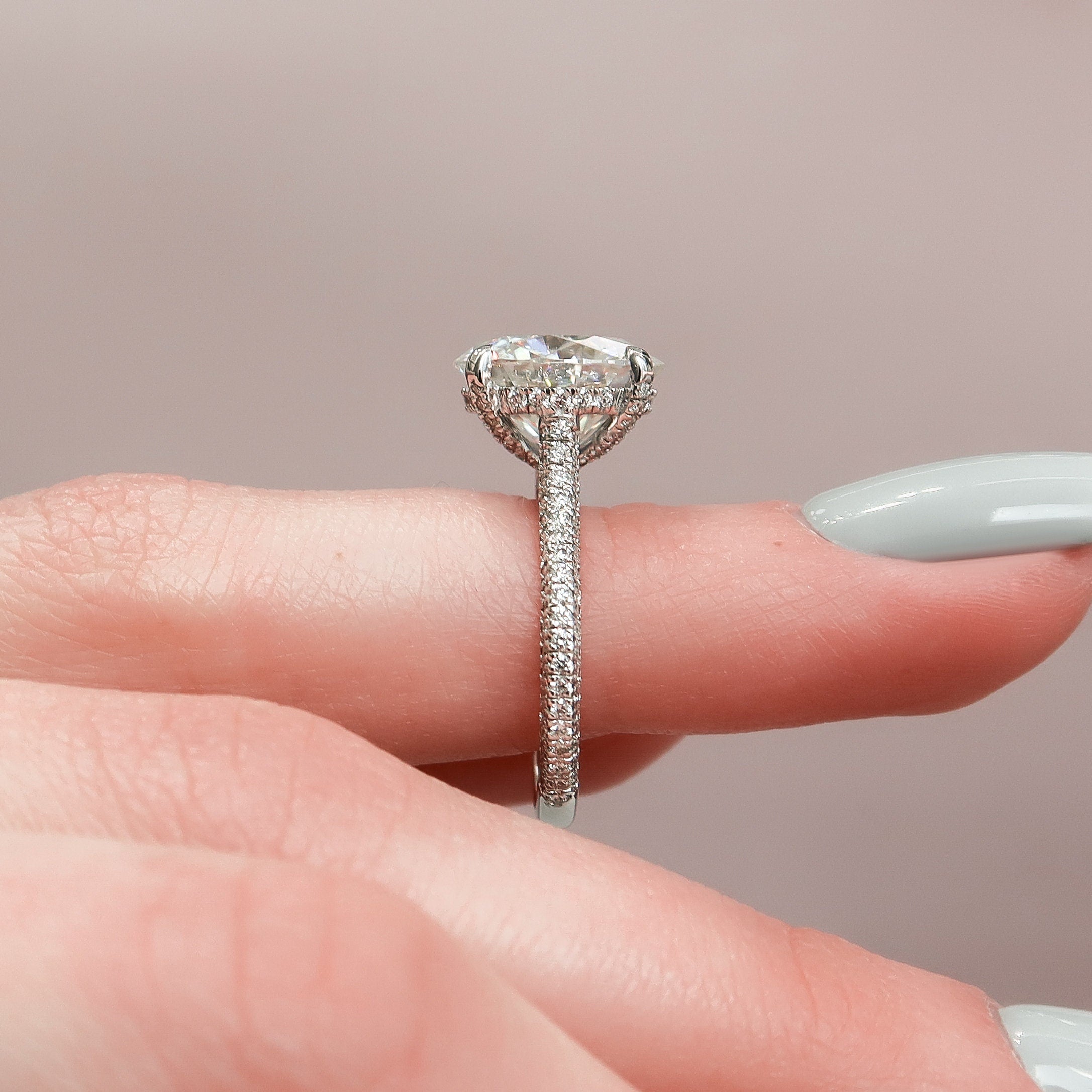 5.0 CT Round Hidden Halo & Pave Moissanite Engagement Ring - crownmoissanite