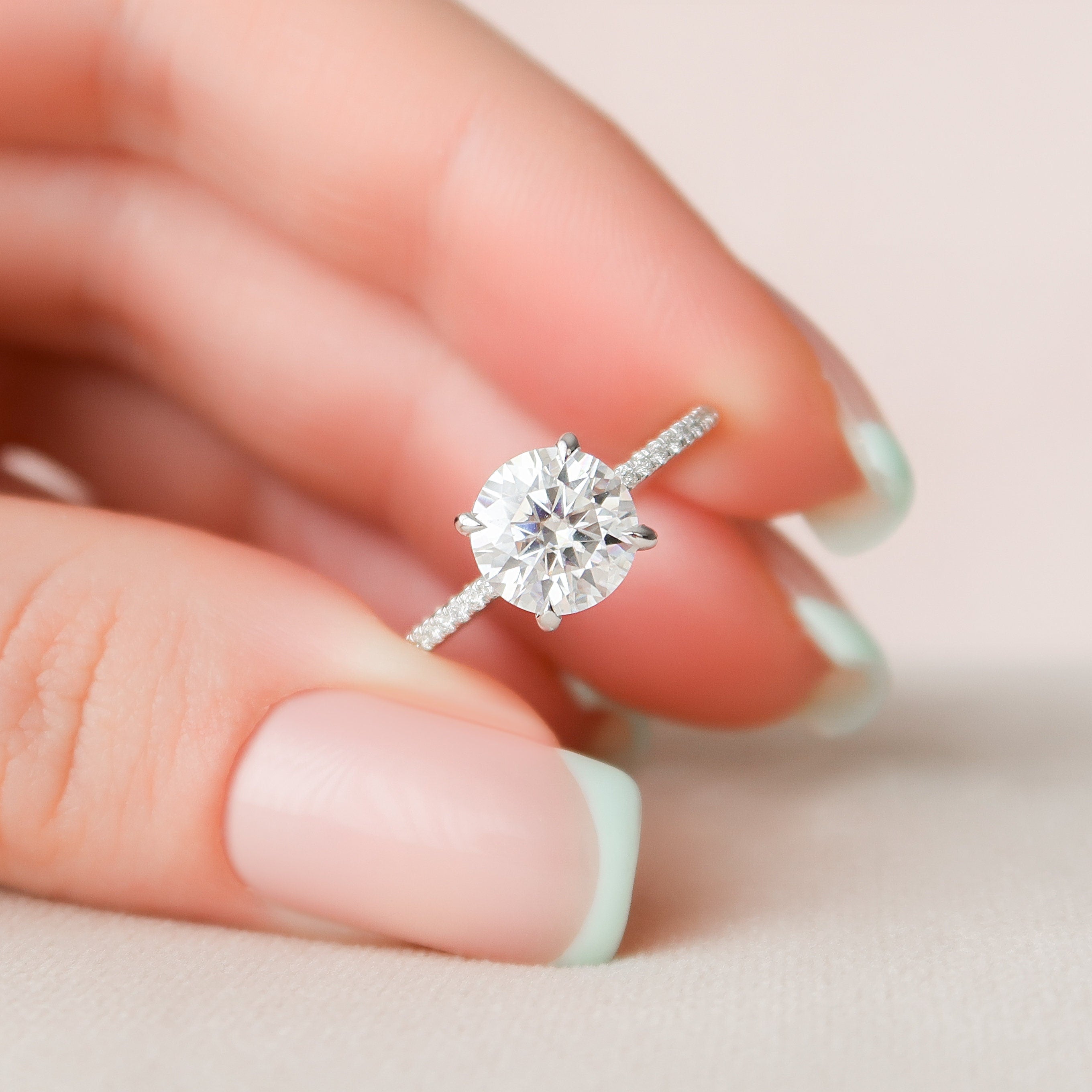 2.0 CT Round Shaped Moissanite Hidden Halo Engagement Ring - crownmoissanite