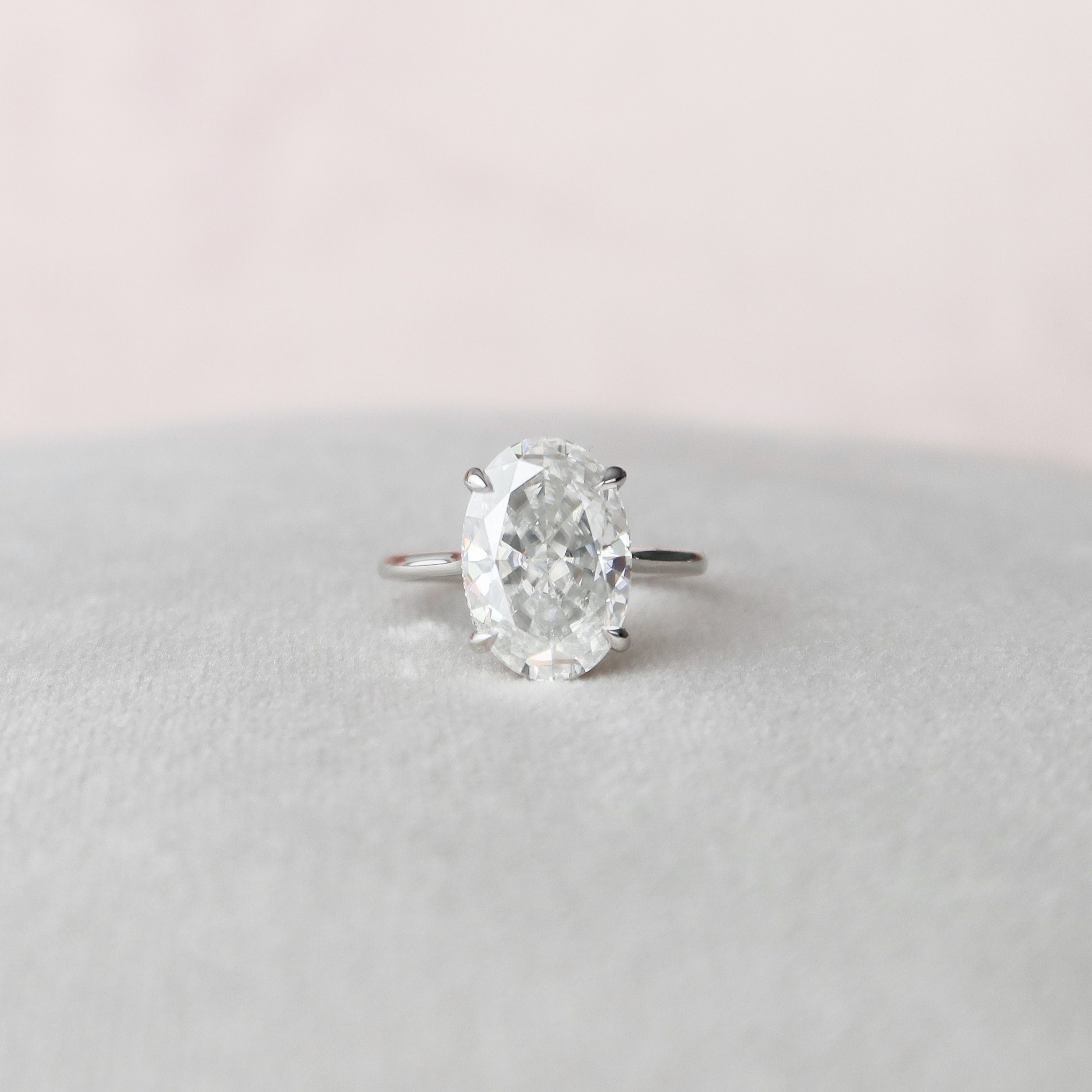 5.0 CT Oval Cut Solitaire Style Moissanite Engagement Ring - crownmoissanite