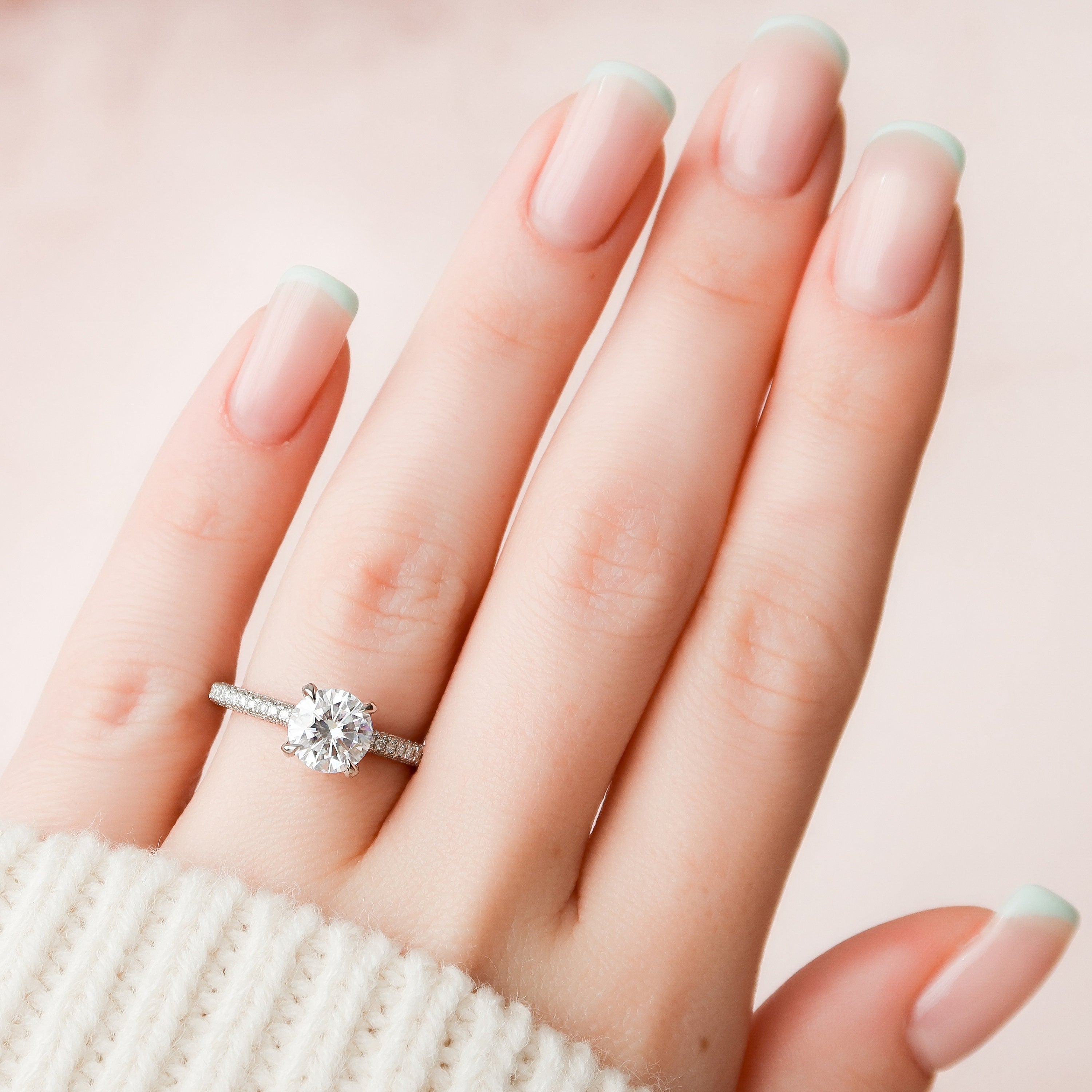 1.5 CT Round Shaped Moissanite Solitaire Engagement Ring - crownmoissanite