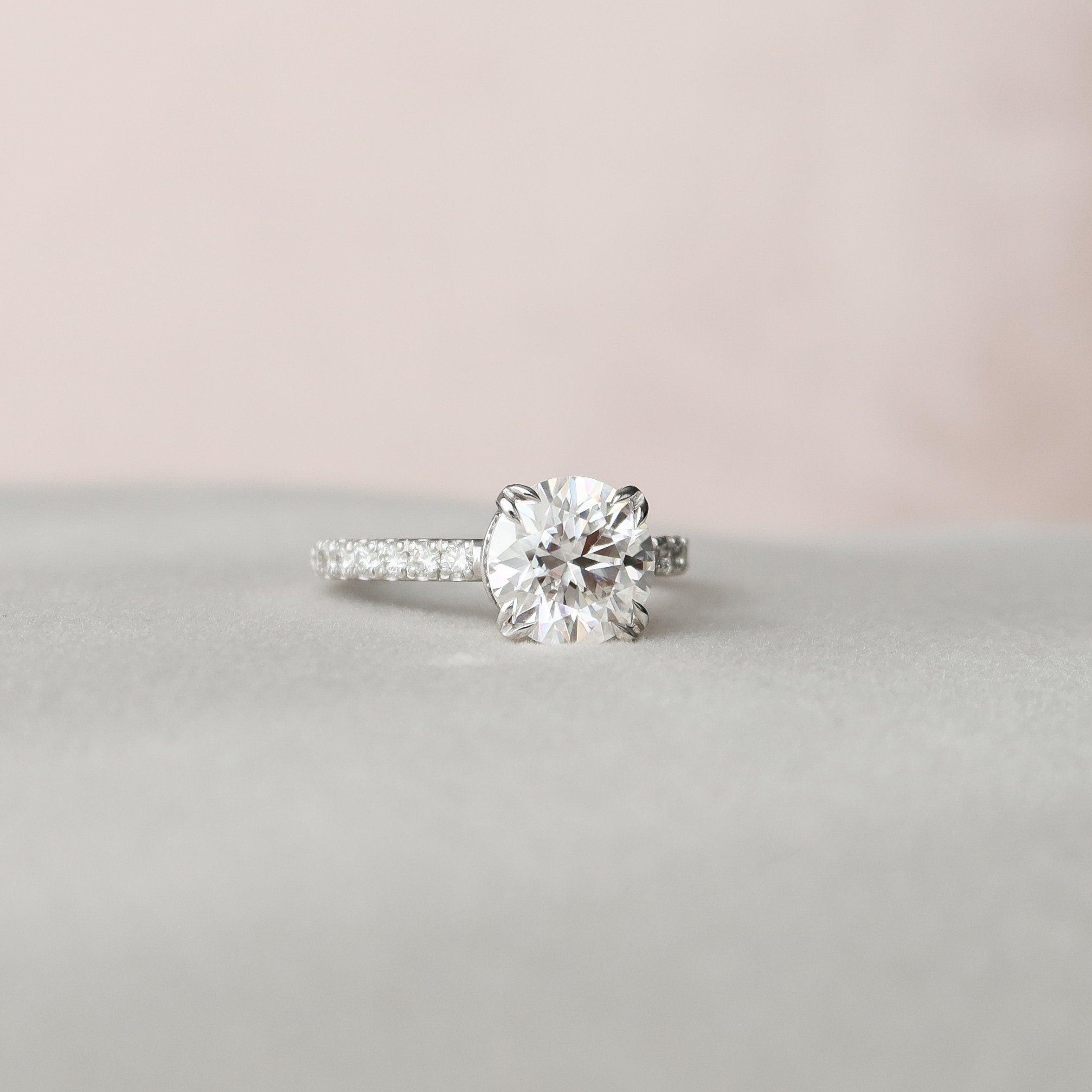 2.0 CT Round Shaped Moissanite Hidden Halo Engagement Ring - crownmoissanite