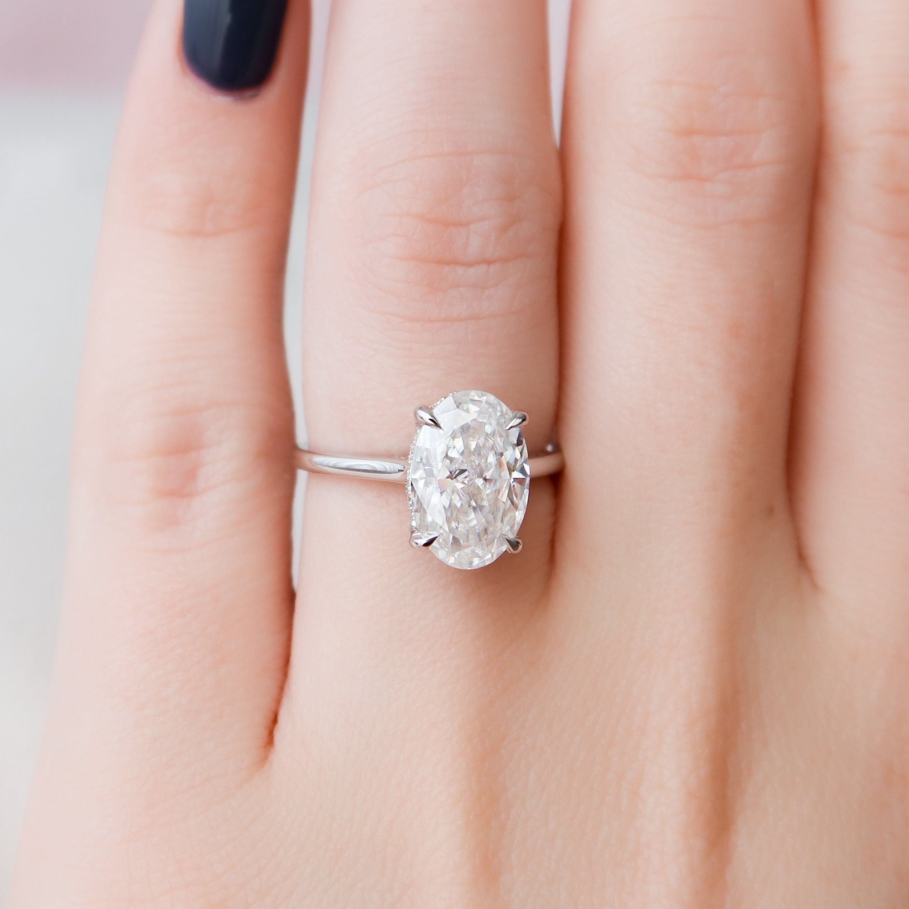 3.5 CT Oval Cut Solitaire Style Moissanite Engagement Ring - crownmoissanite