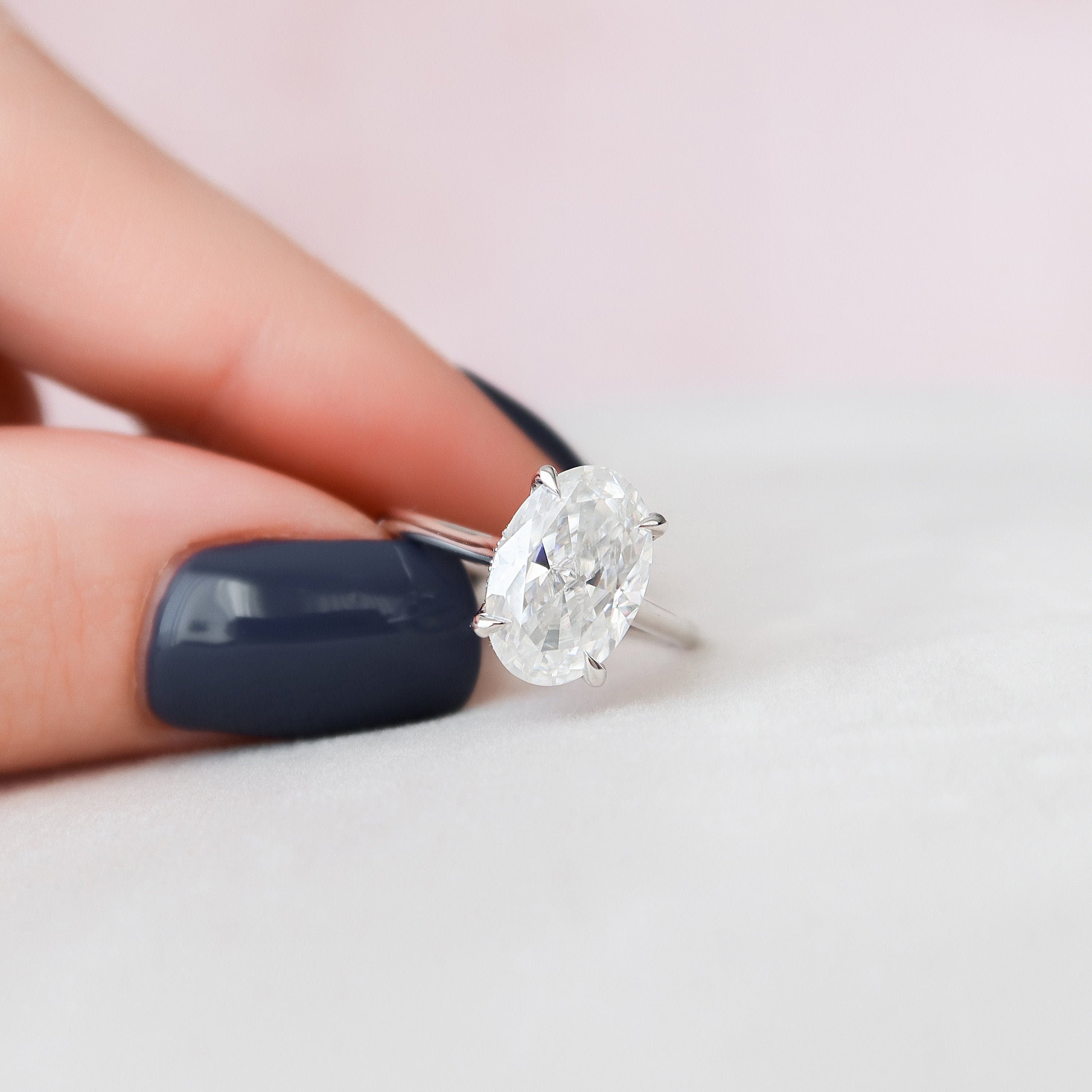 3.5 CT Oval Cut Solitaire Style Moissanite Engagement Ring - crownmoissanite