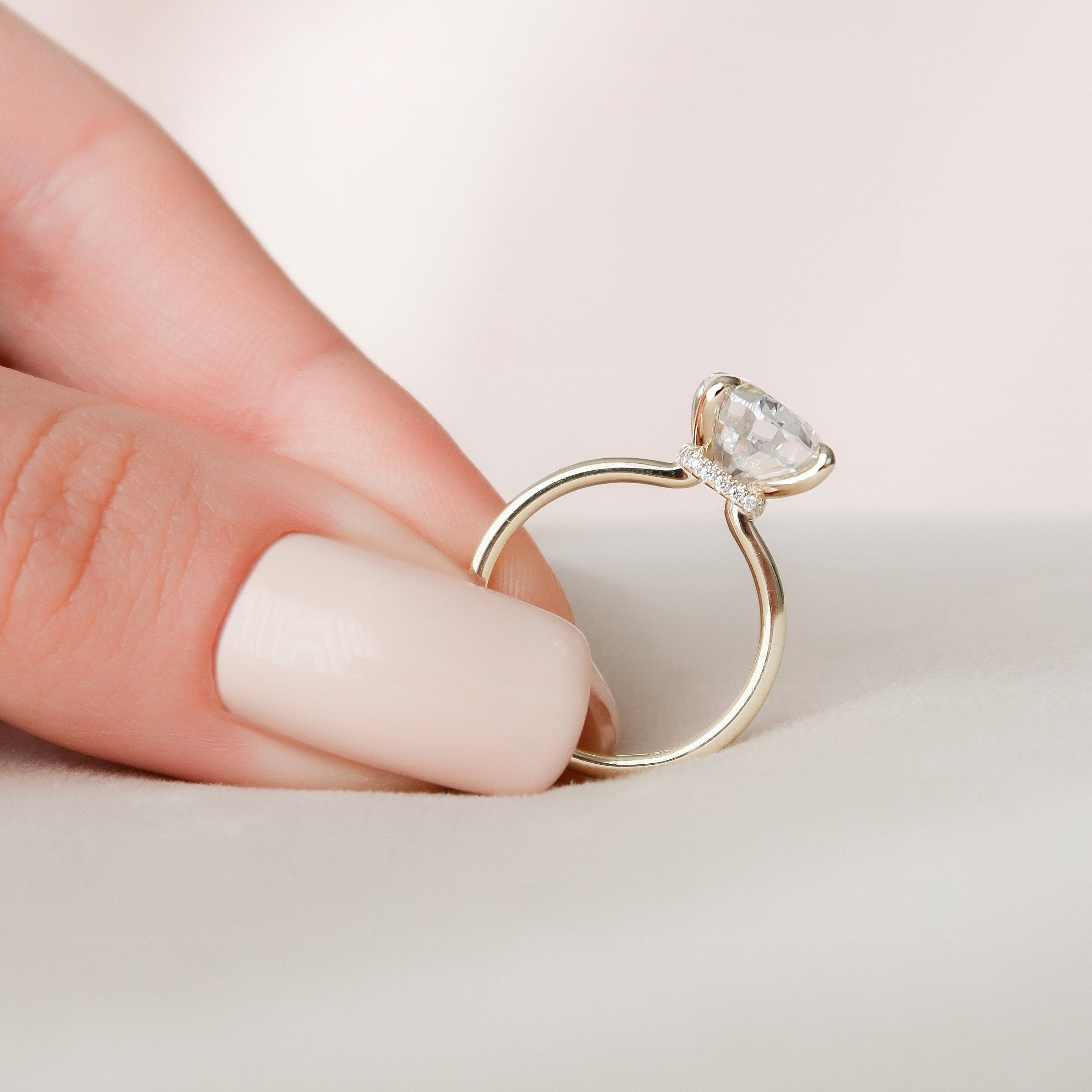 4.0 CT Oval Hidden Halo Setting Moissanite Engagement Ring - crownmoissanite