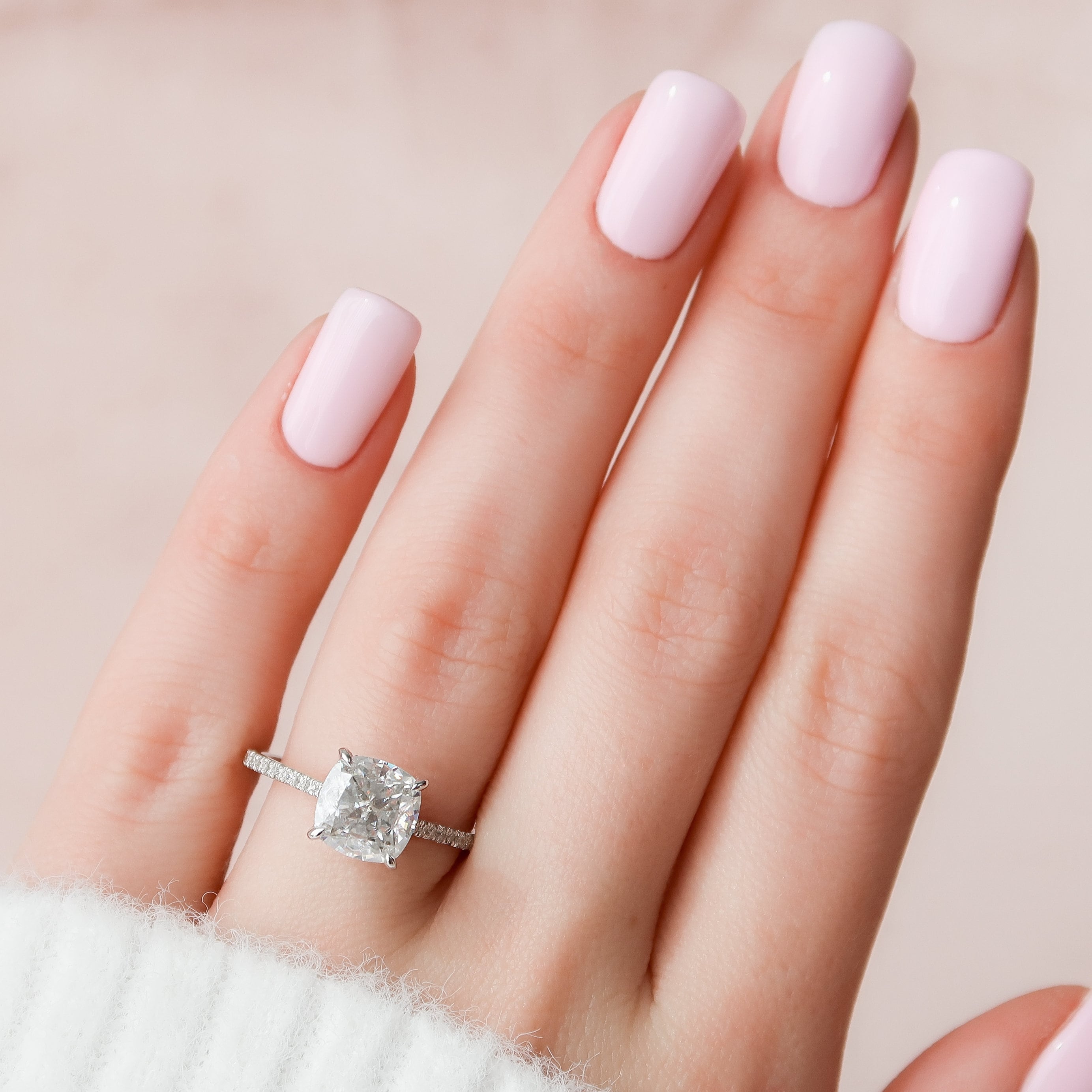 3.0 CT Cushion Hidden Halo & Pave Setting Moissanite Engagement Ring - crownmoissanite