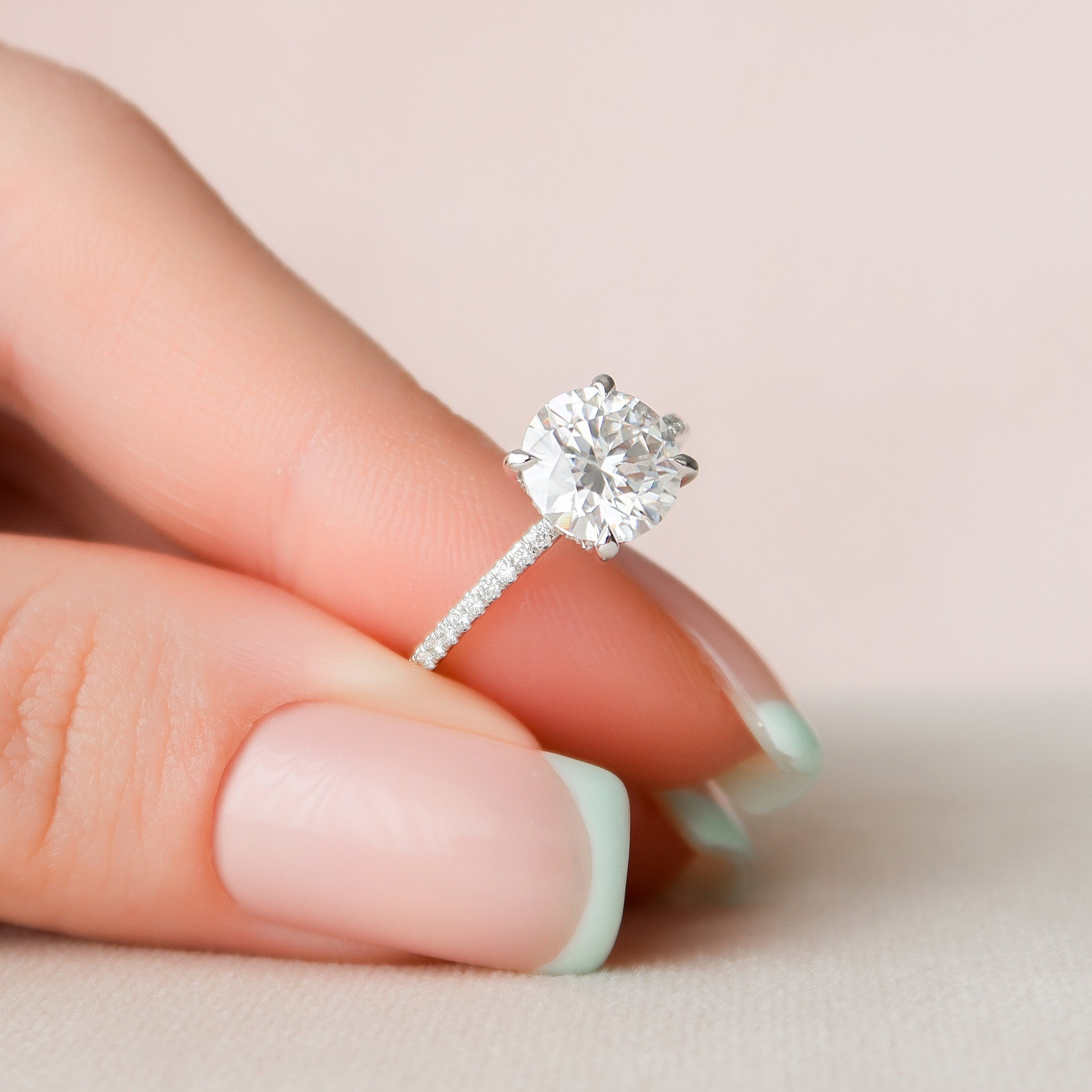 2.0 CT Round Hidden Halo Pave Moissanite Engagement Ring - crownmoissanite