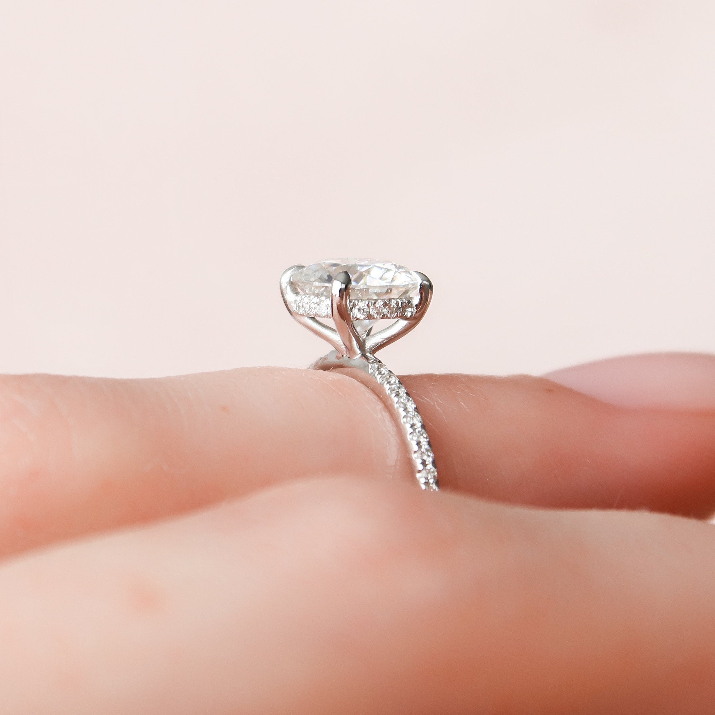 2.0 CT Round Shaped Moissanite Hidden Halo Engagement Ring - crownmoissanite