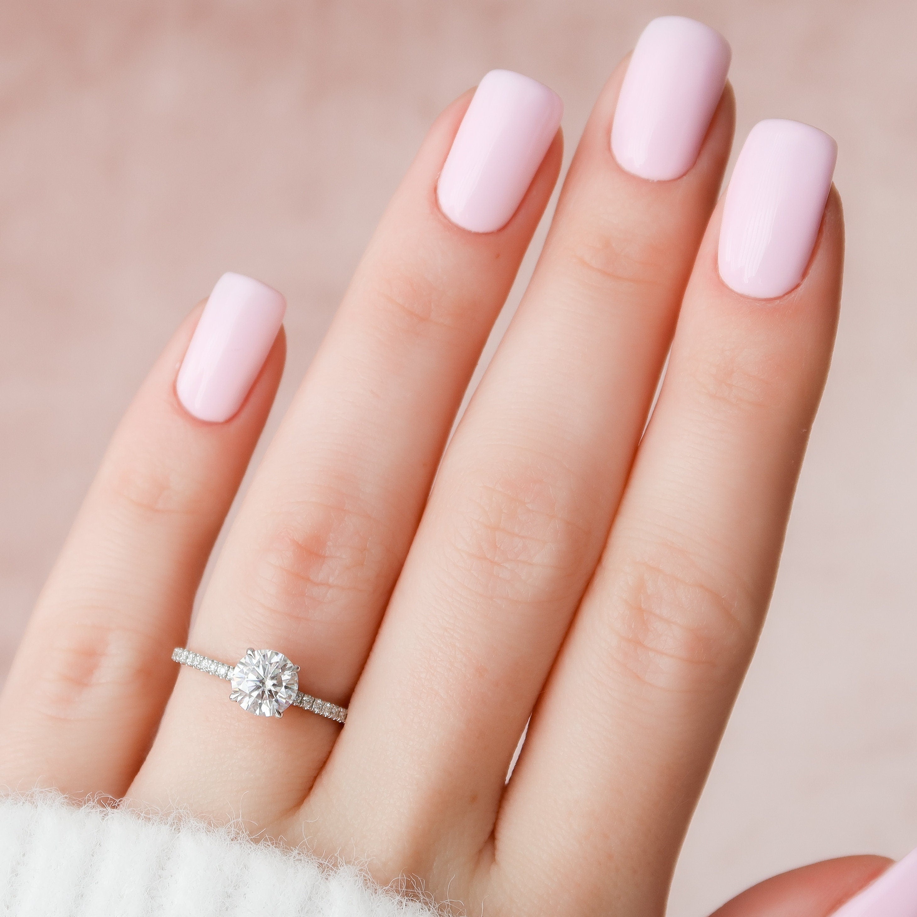 1.0 CT Round Shaped Moissanite Hidden Halo Engagement Ring - crownmoissanite