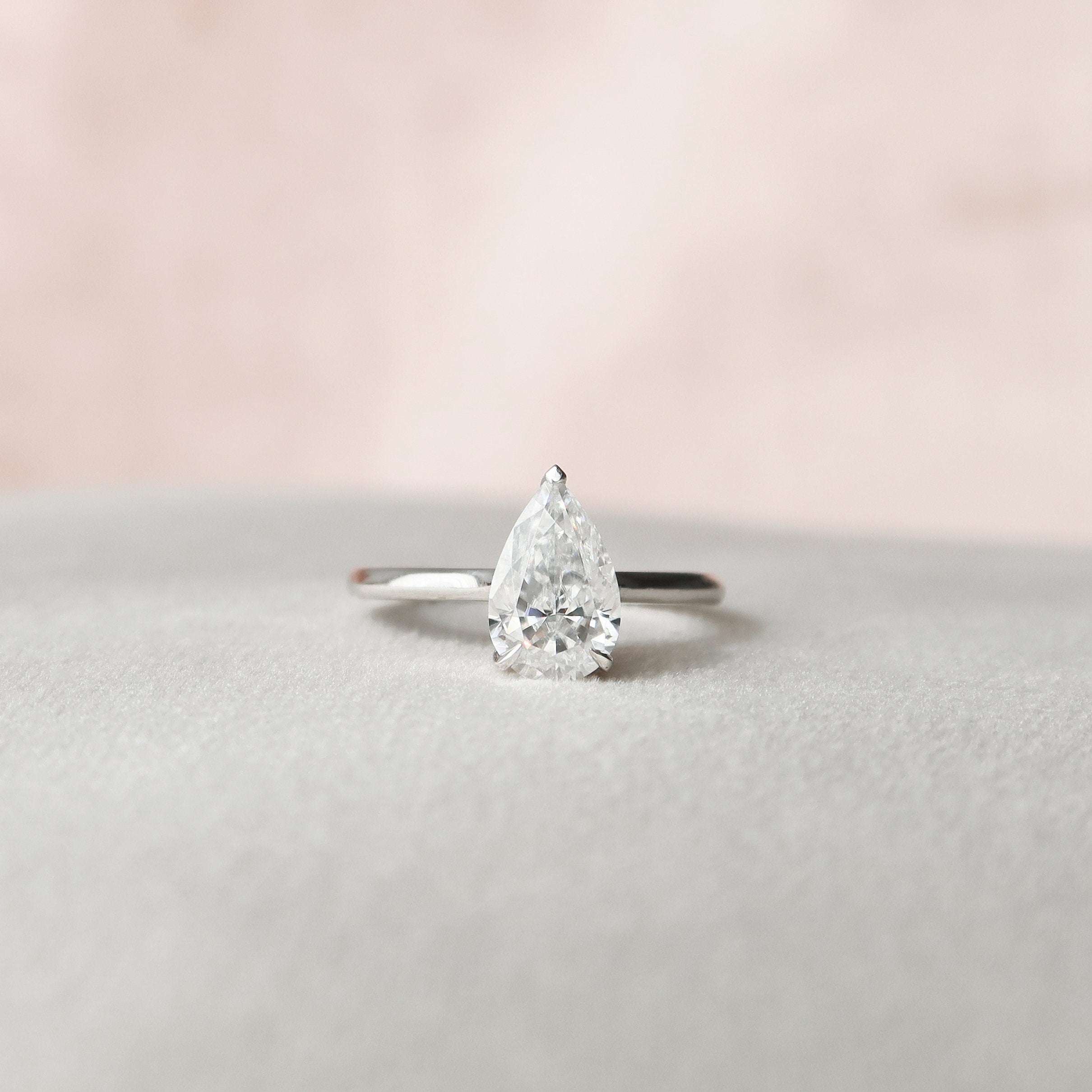 1.5 CT Pear Shaped Moissanite Hidden Halo Engagement Ring - crownmoissanite