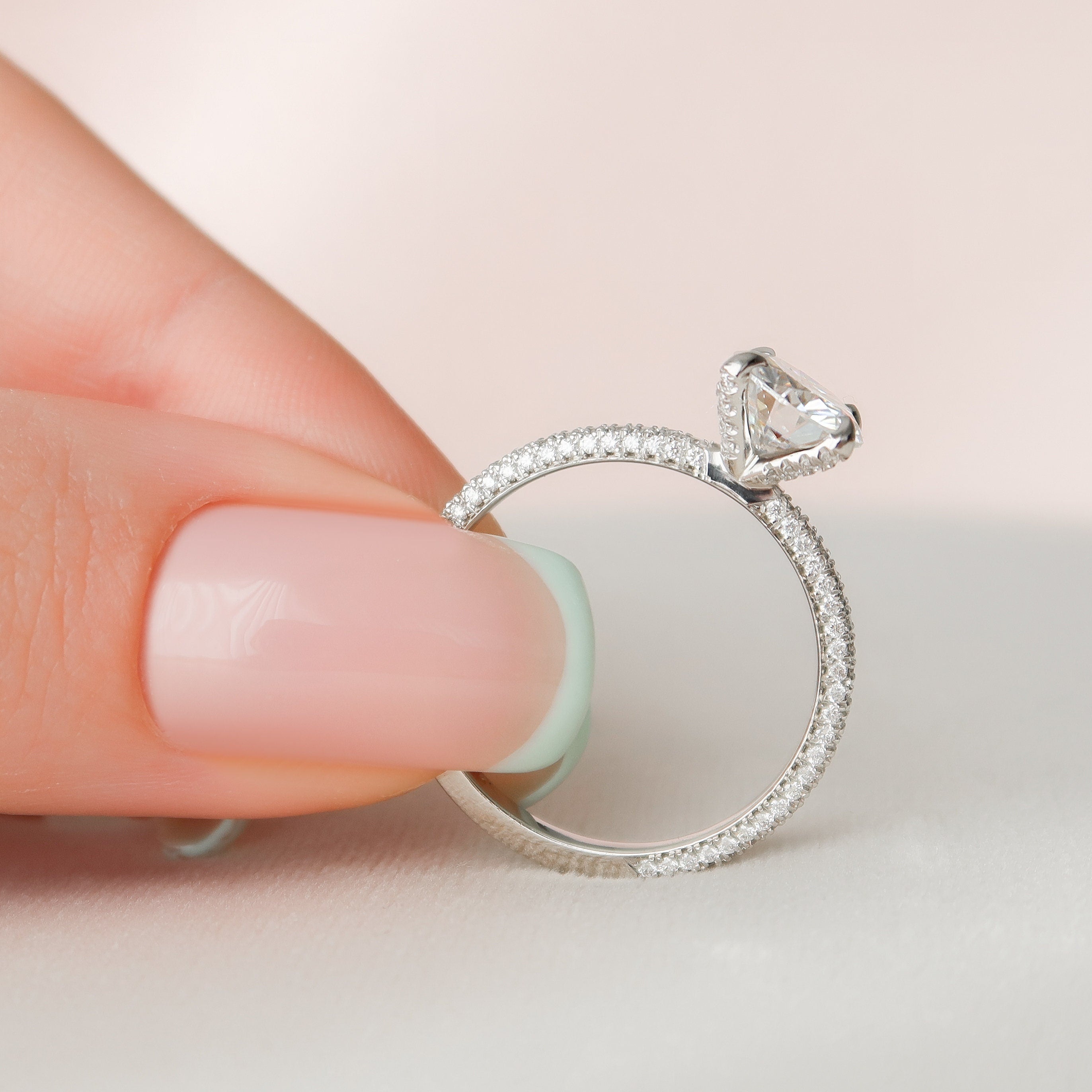 1.5 CT Round Moissanite Engagement Ring With Pave Setting - crownmoissanite