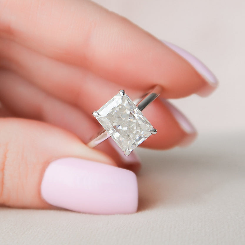 4.0 CT Radiant Solitaire Style Moissanite Engagement Ring - crownmoissanite