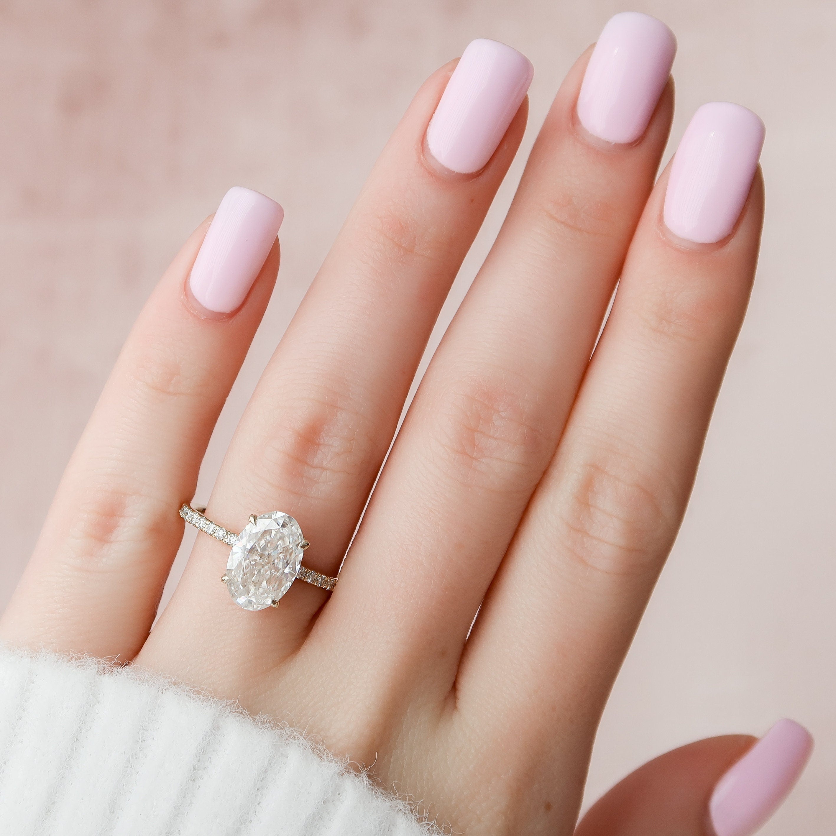 3.5 CT Oval Hidden Halo & Pave Moissanite Engagement Ring - crownmoissanite