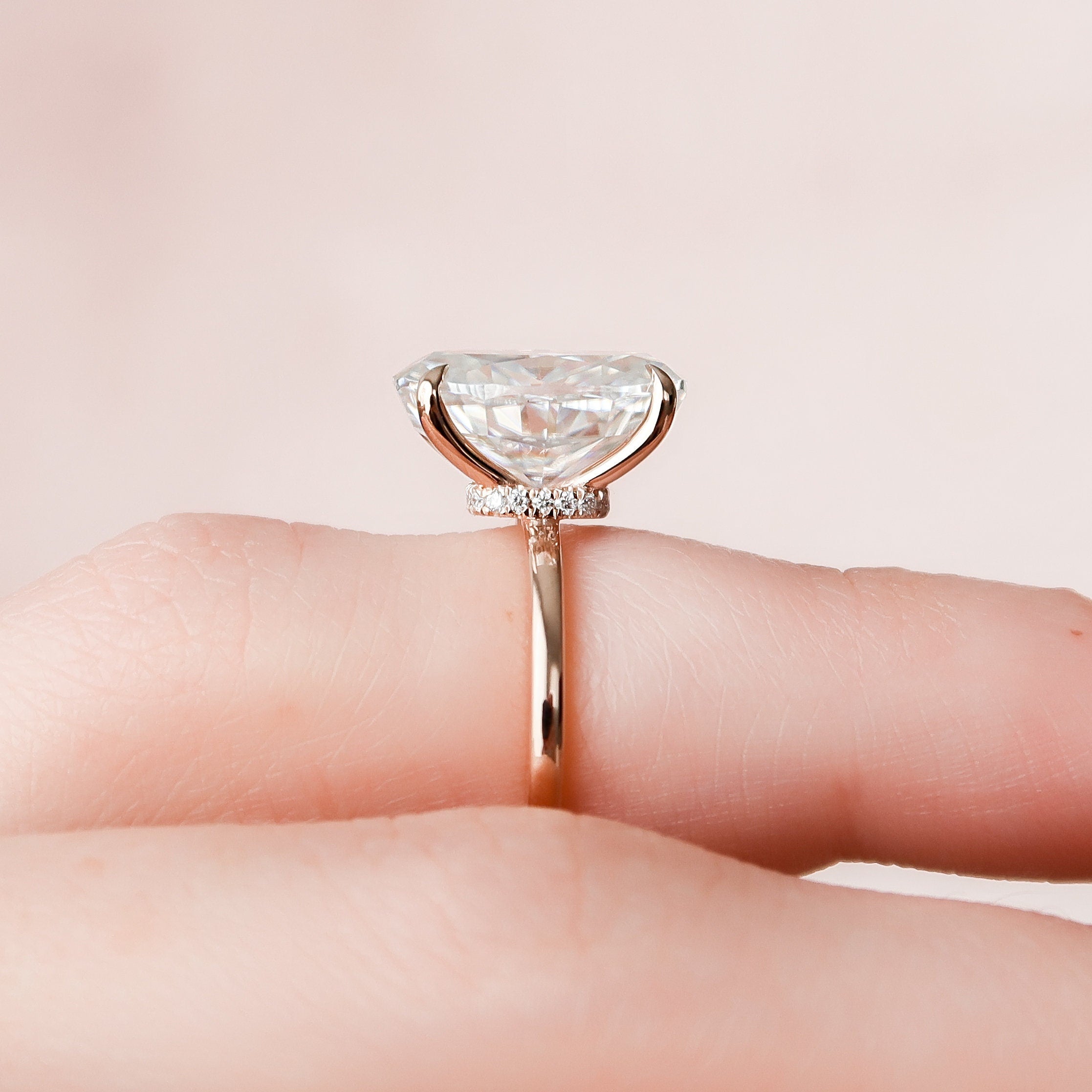 4.0 CT Oval Hidden Halo Setting Moissanite Engagement Ring - crownmoissanite