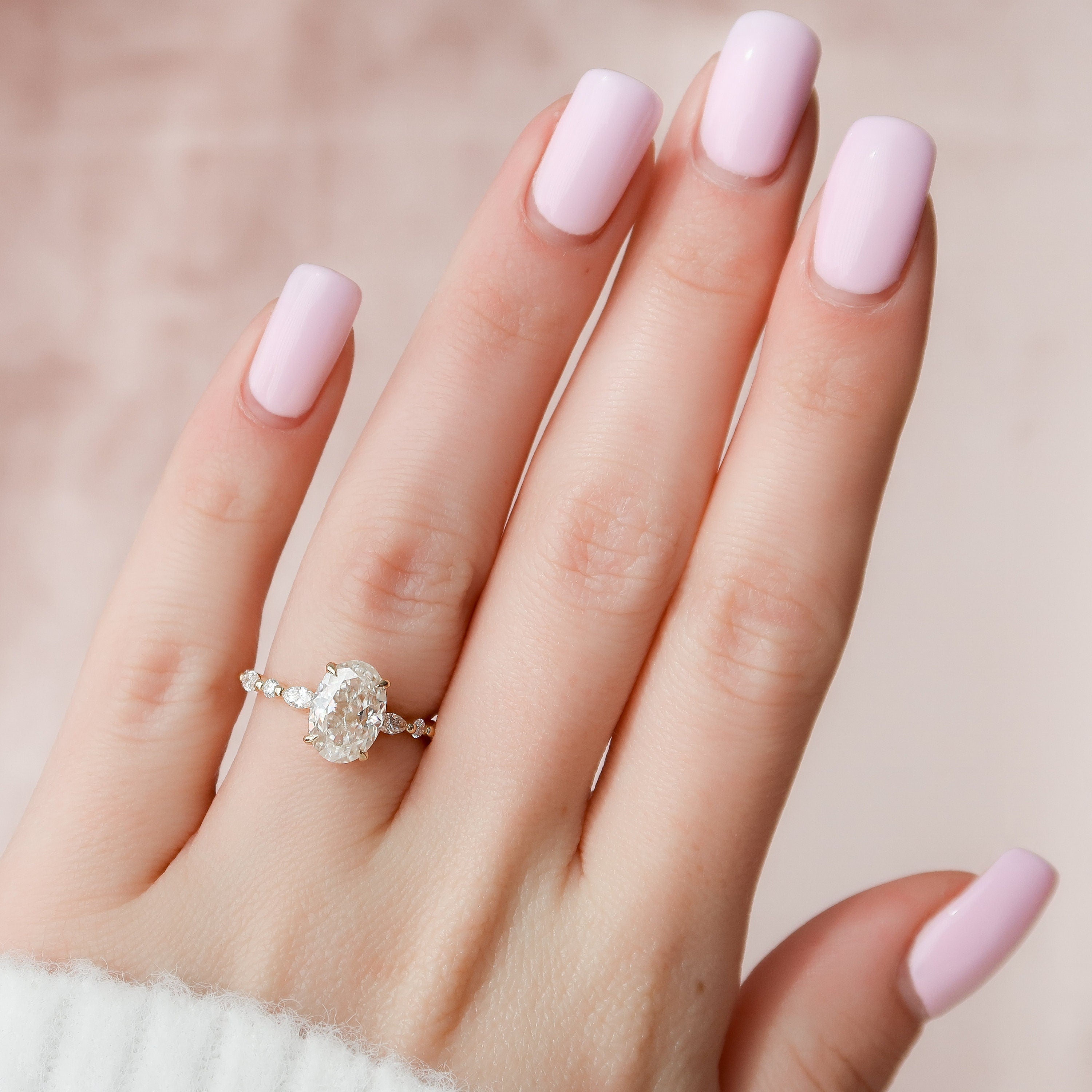 1.0 - 3.0 CT Oval Pave Hidden Halo Moissanite Engagement Ring - crownmoissanite