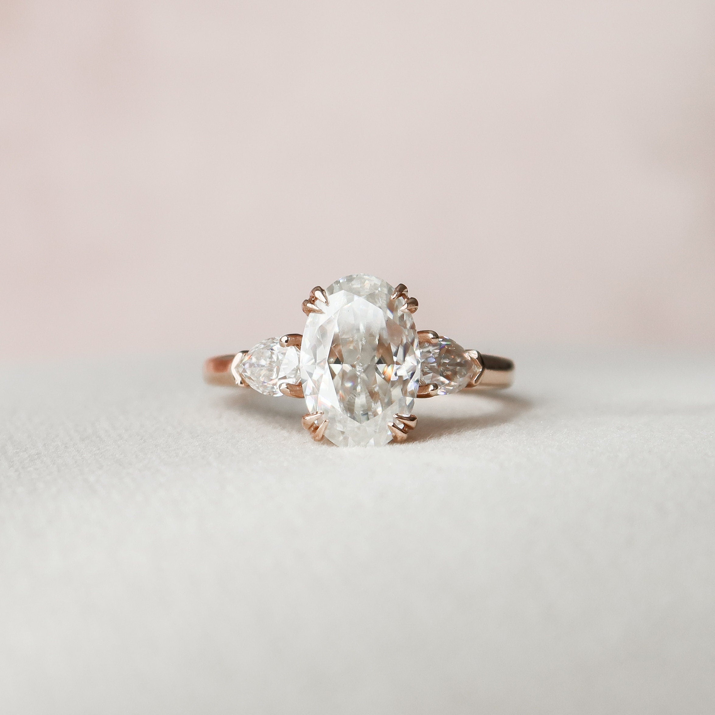 3.5 CT Oval Cut Three Stone Moissanite Engagement Ring - crownmoissanite