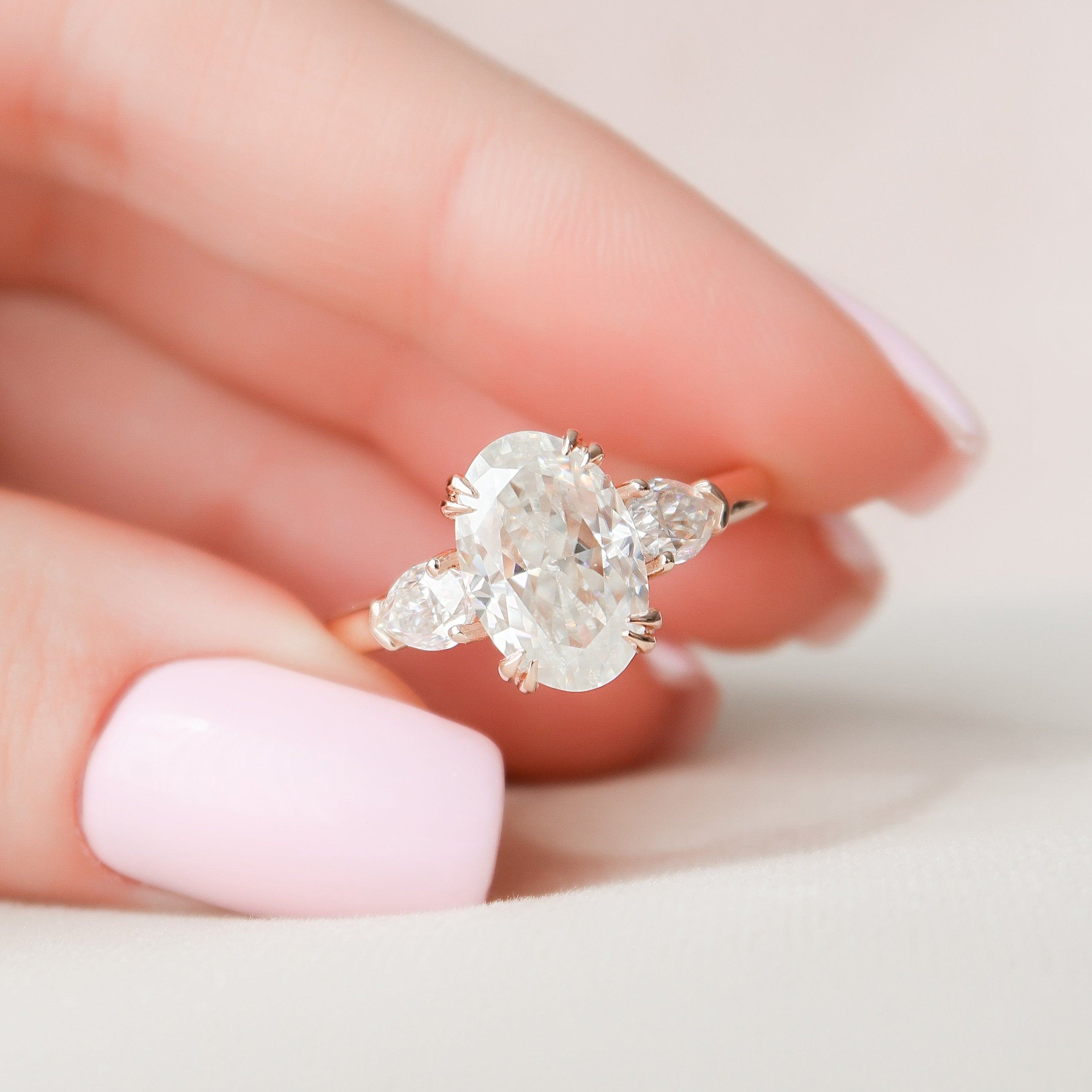 3.5 CT Oval Cut Three Stone Moissanite Engagement Ring - crownmoissanite